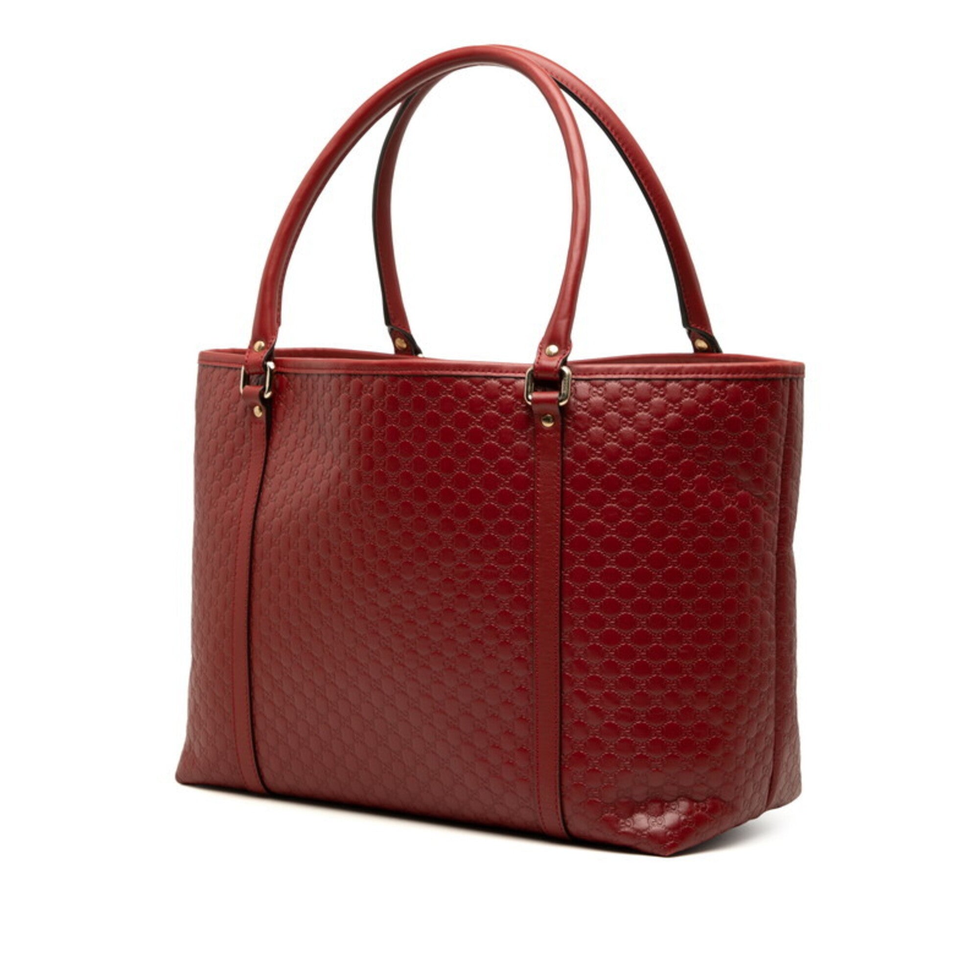Gucci Red Color Leather Shoulder Bag Tote Bag (Pre-Owned)