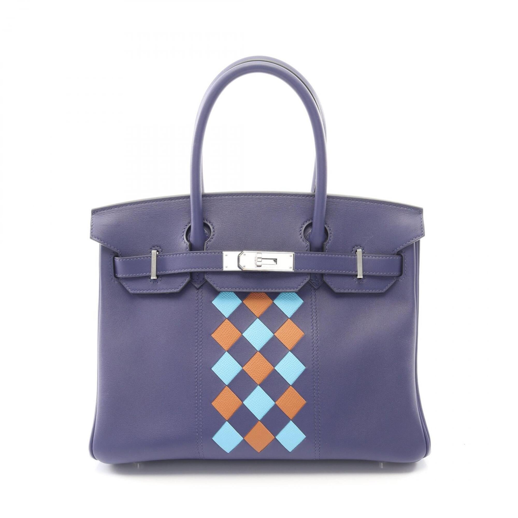 Hermes Blue Brown Swift Leather Leather Handbag (Pre-Owned)
