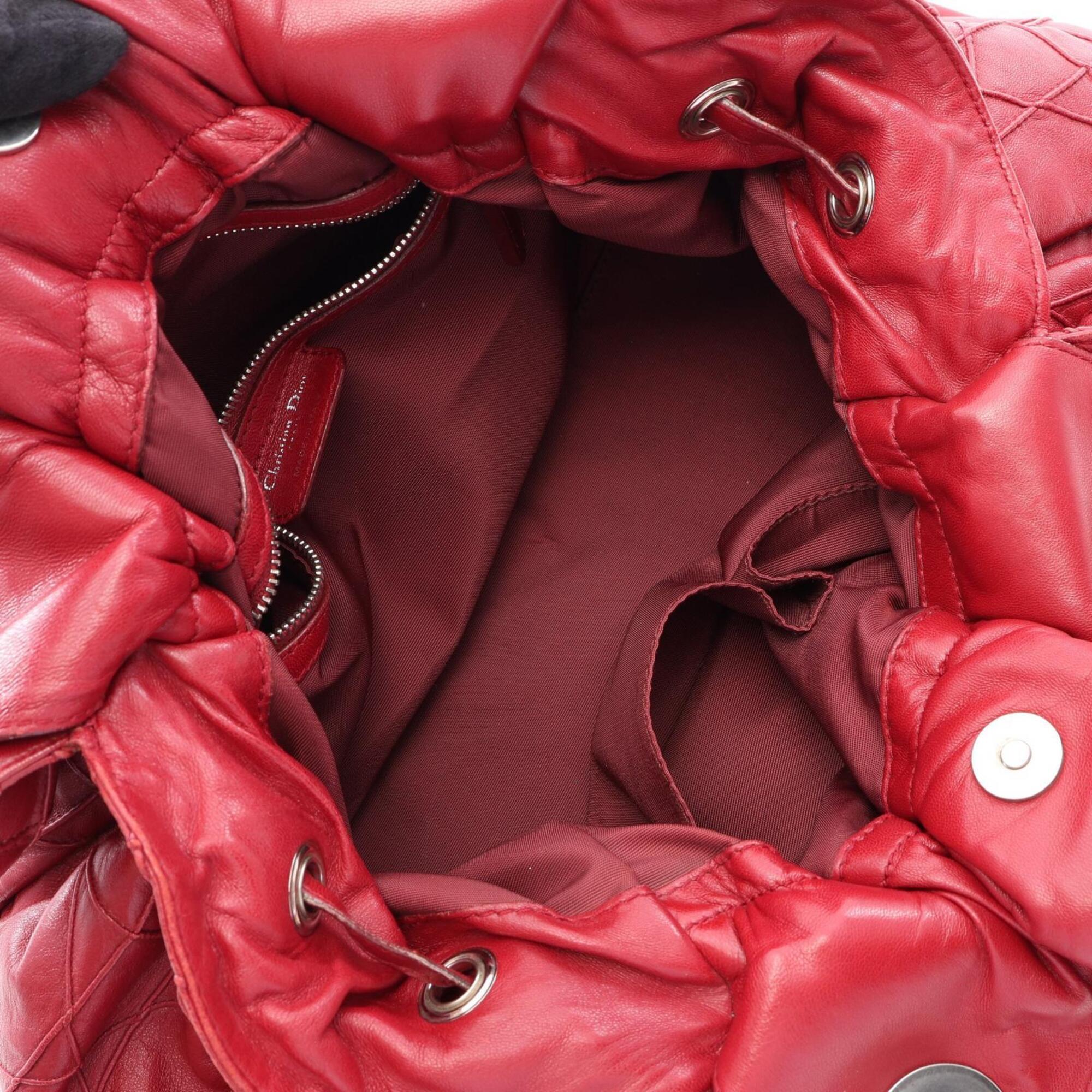 Christian Dior Red Color Leather Handbag Tote Bag (Pre-Owned)