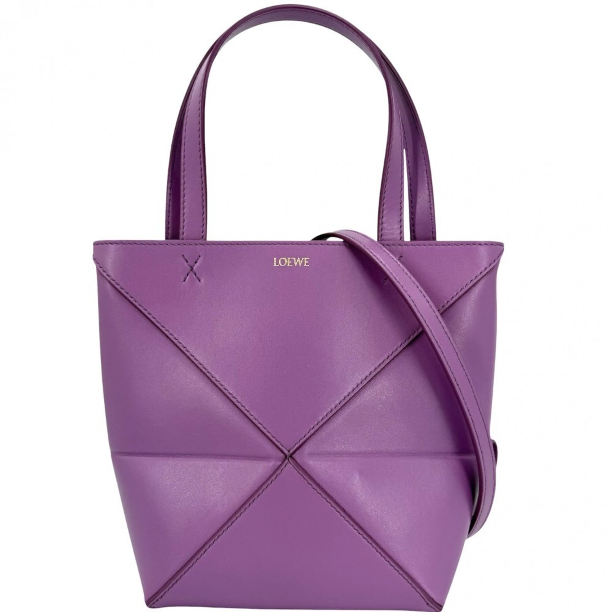 Loewe Purple Leather Handbag Shoulder Bag Tote Bag (Pre-Owned)