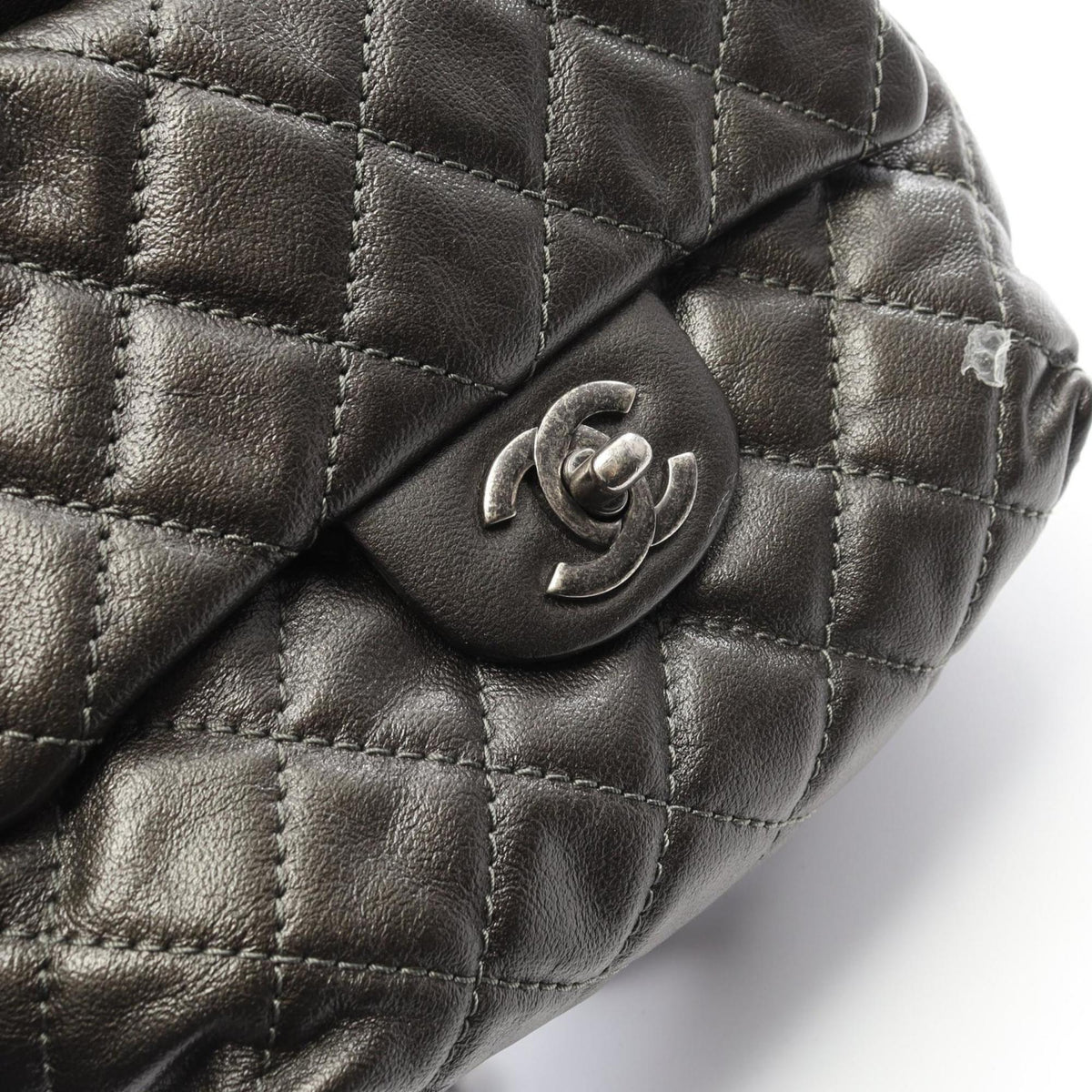 Chanel Gray Leather Backpack (Pre-Owned)