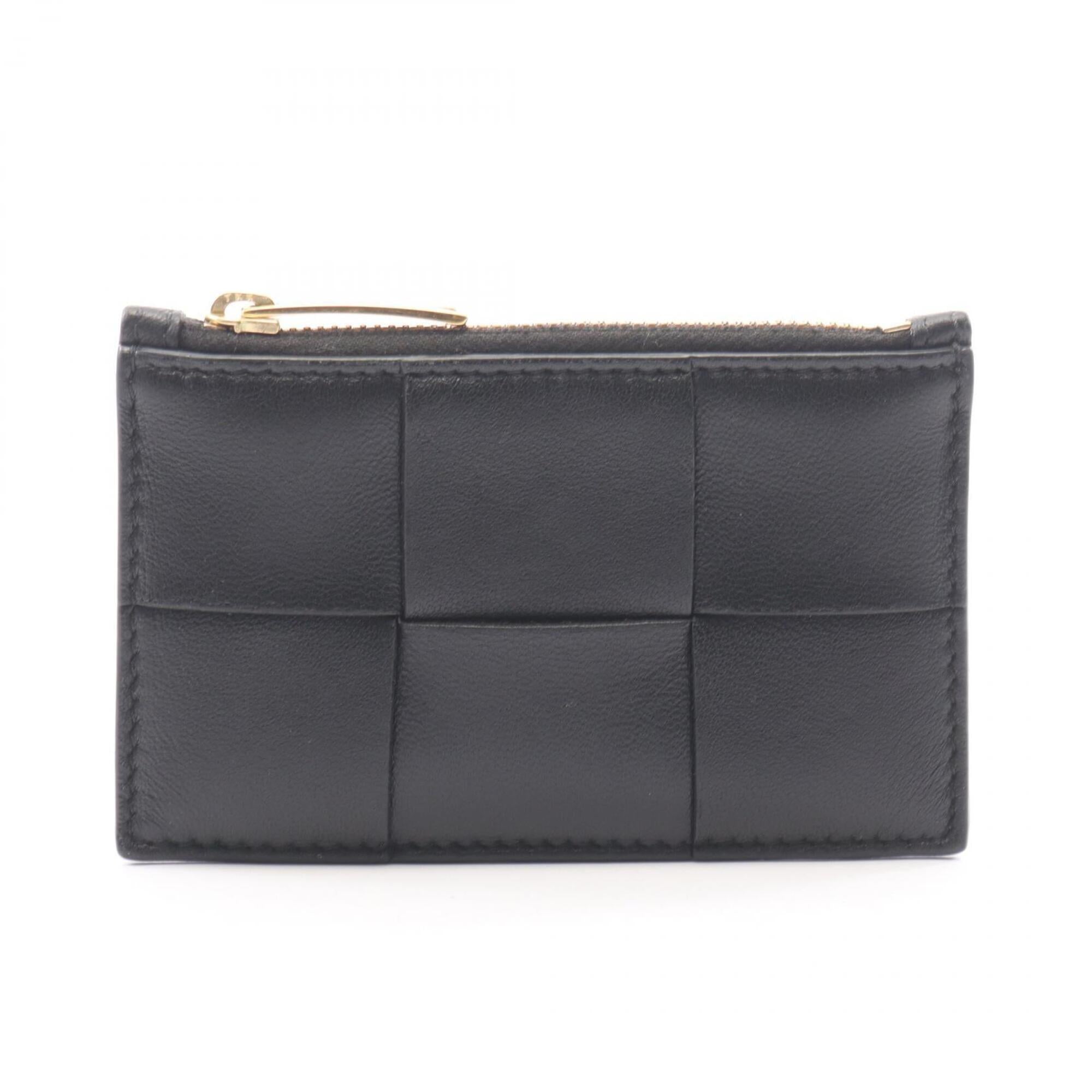 Bottega Veneta Black Leather Coin Purse/Coin Case (Pre-Owned)