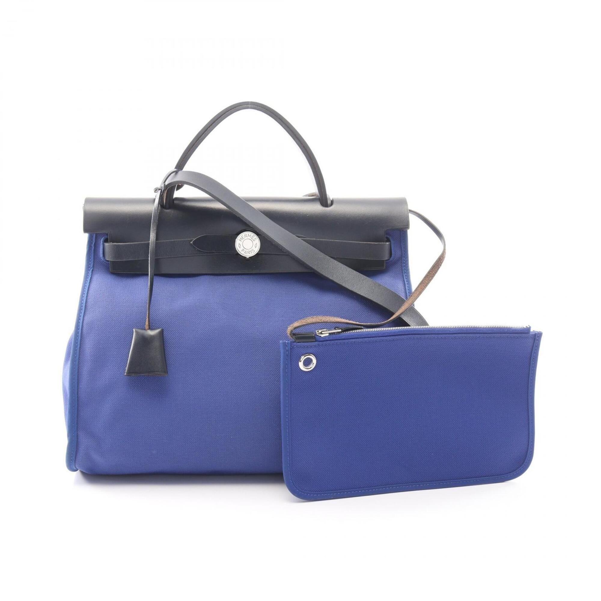 Hermes Blue Electric Blue Indigo Navy Toile H Handbag (Pre-Owned)
