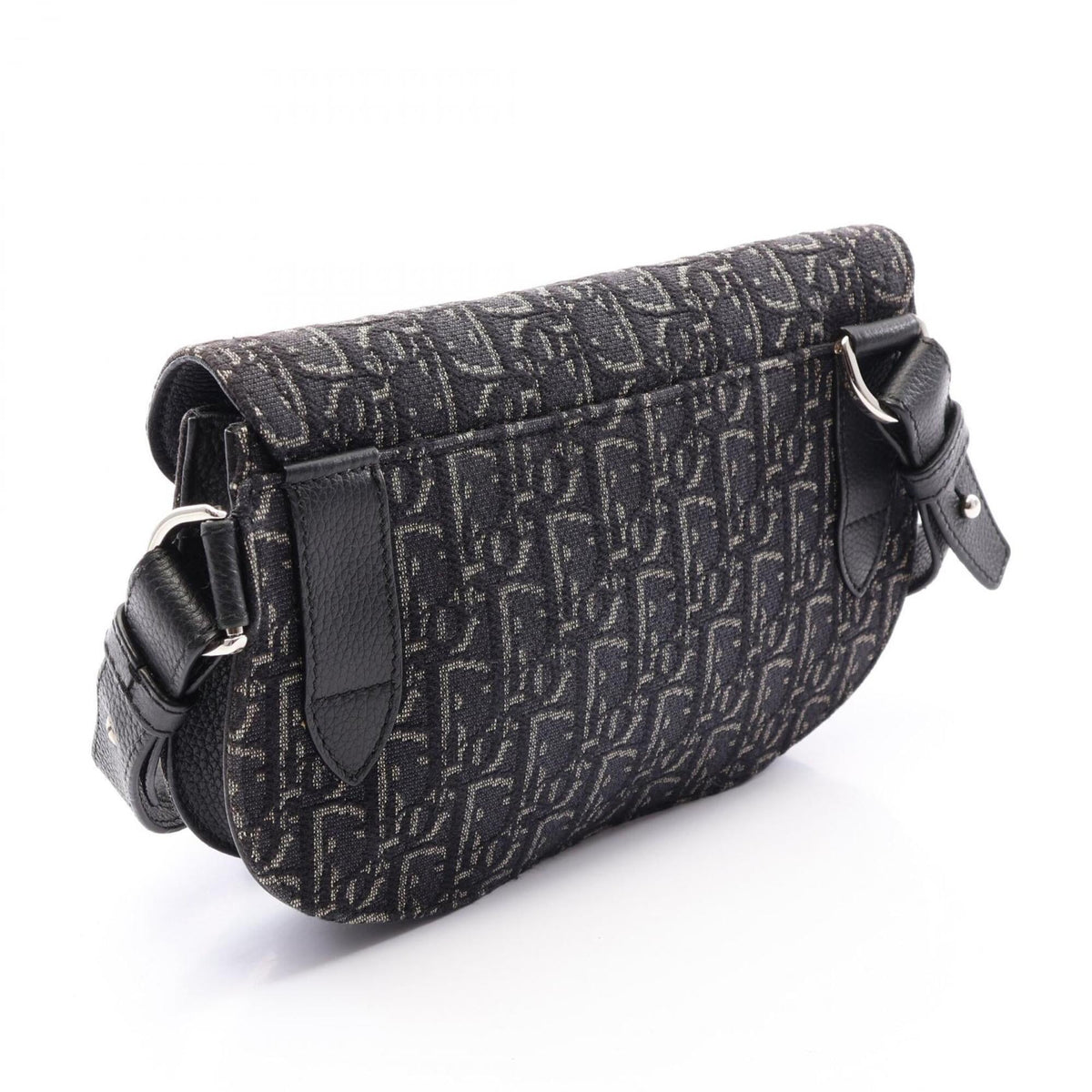 Christian Dior Black Canvas Leather Handbag Saddle Bag Shoulder Bag (Pre-Owned)