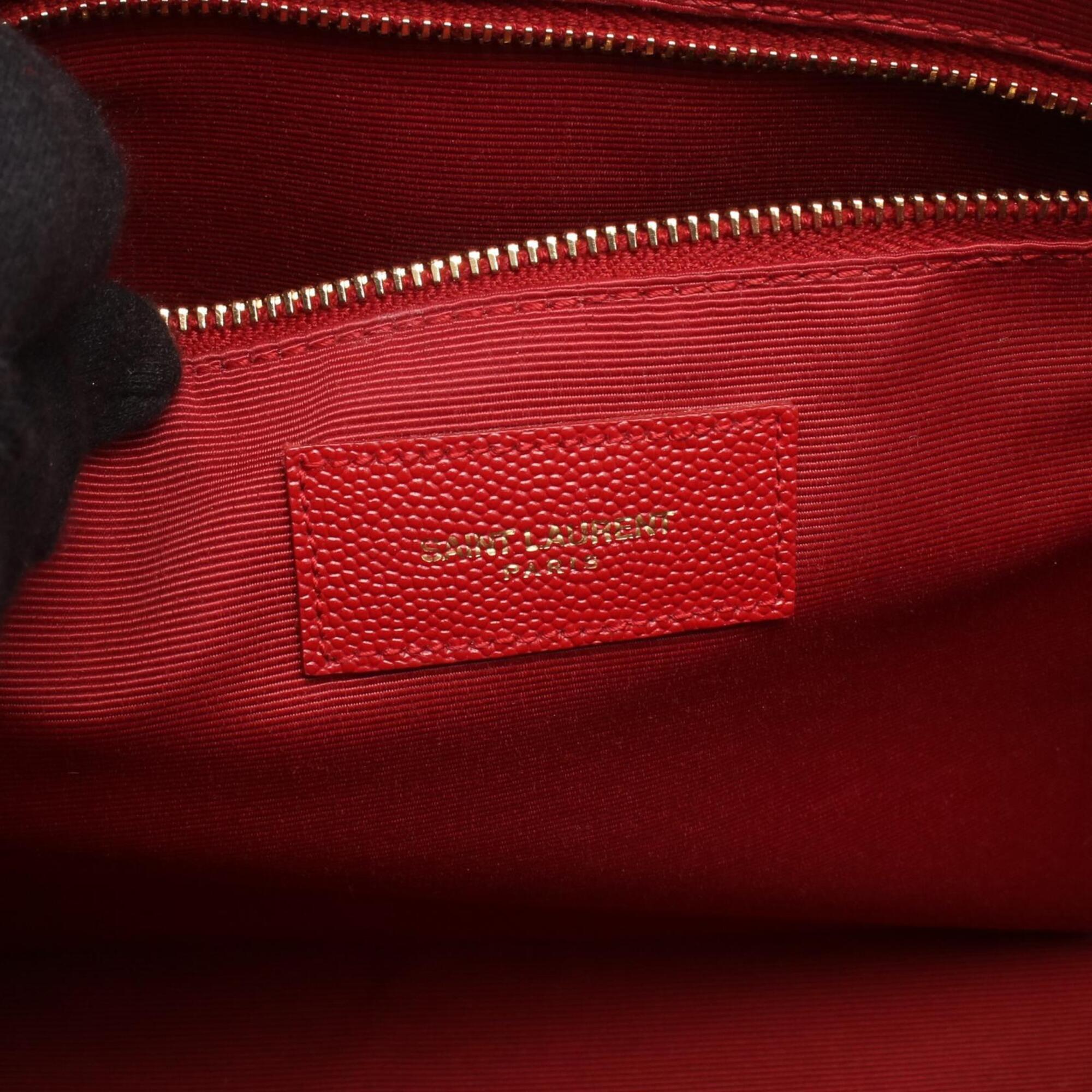 Yves Saint Laurent Red Color Leather Handbag (Pre-Owned)