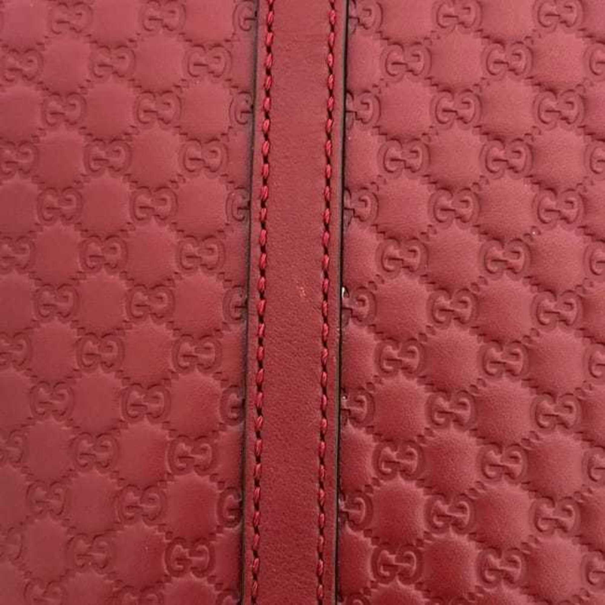 Gucci Red Color Leather Shoulder Bag Tote Bag (Pre-Owned)