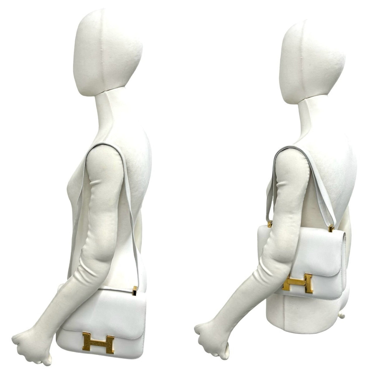 Hermes White Gulliver Leather Shoulder Bag (Pre-Owned)