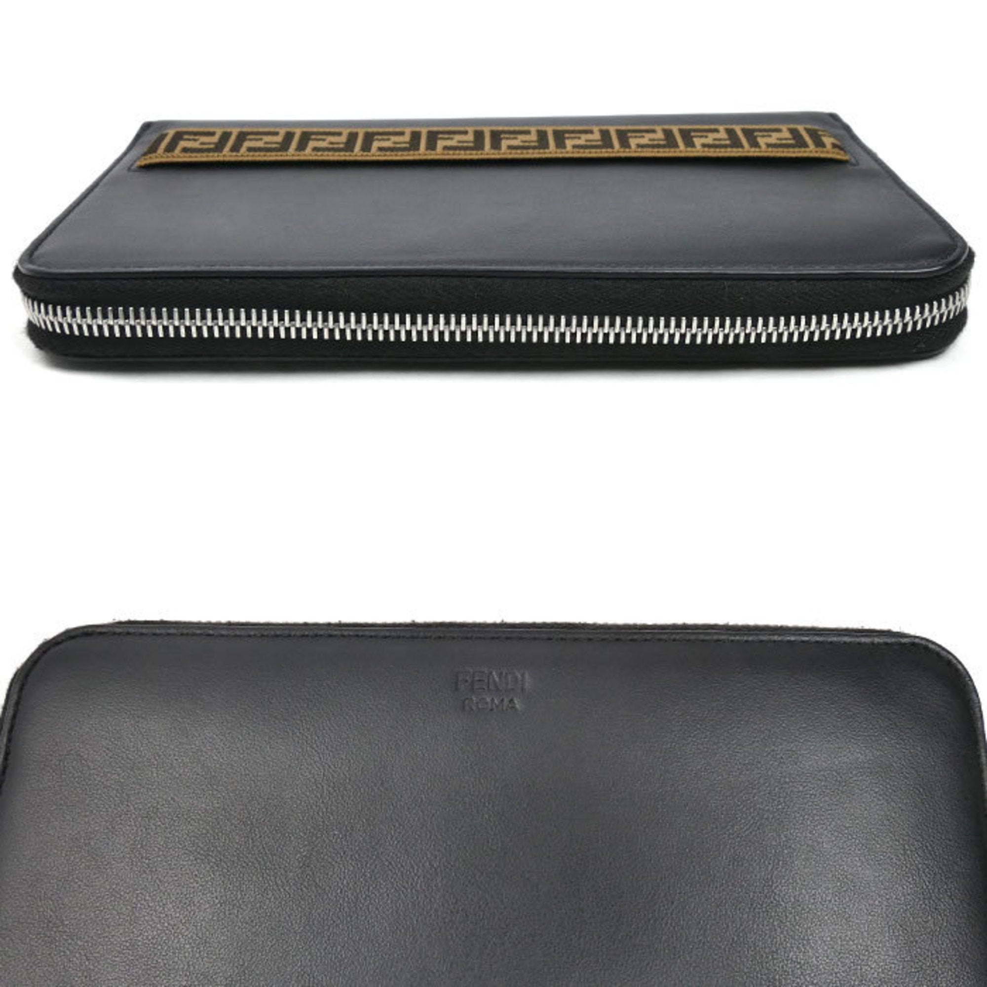 Fendi Black Leather Long Wallet (Bi-Fold) (Pre-Owned)