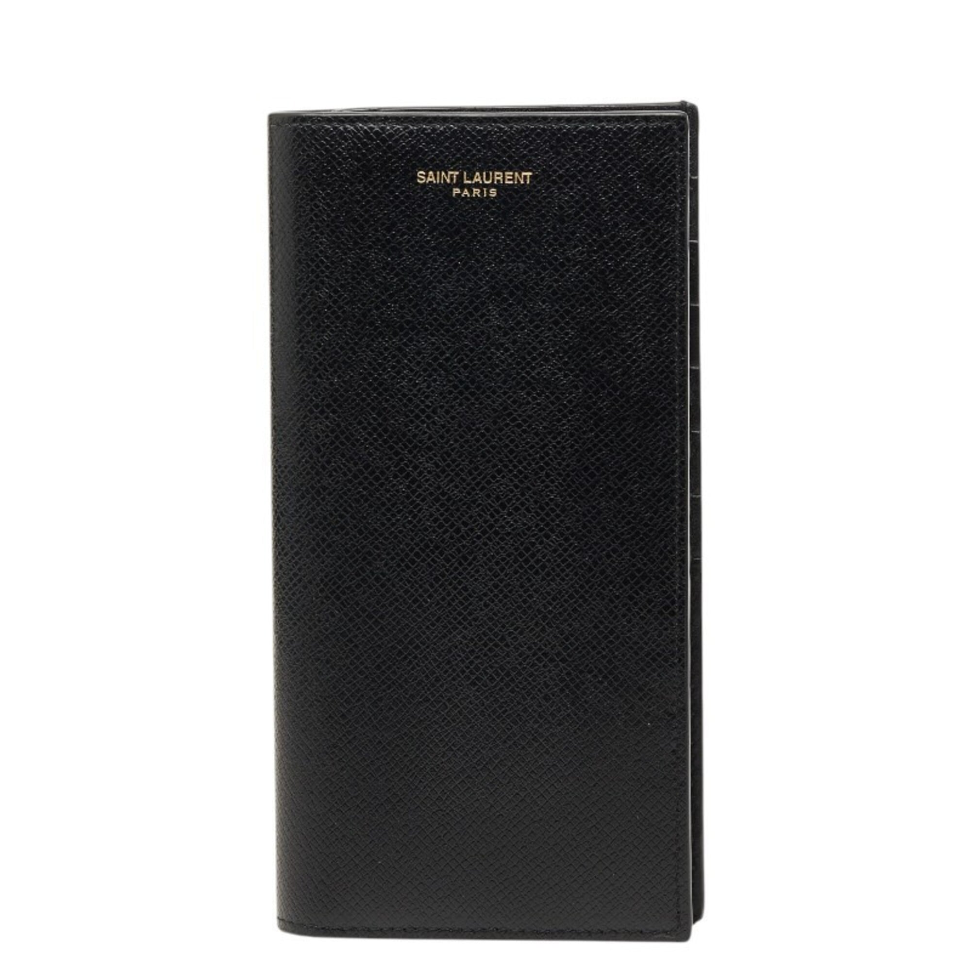 Saint Laurent Black Leather Long Wallet (Bi-Fold) (Pre-Owned)