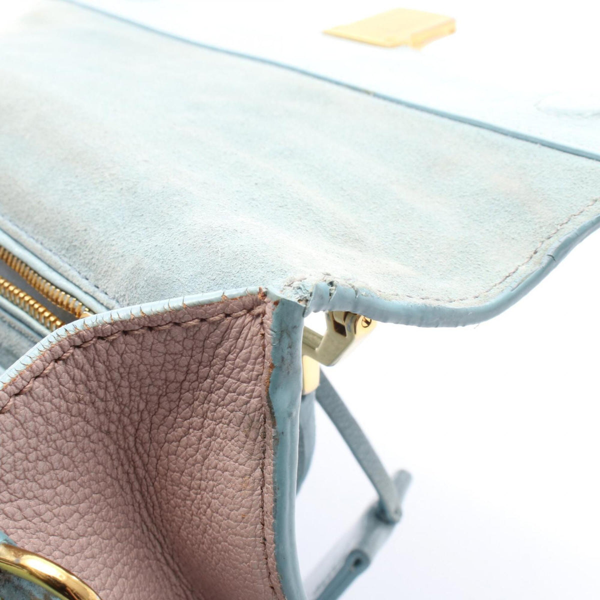 Miu Miu Blue Green Pink Leather Handbag (Pre-Owned)