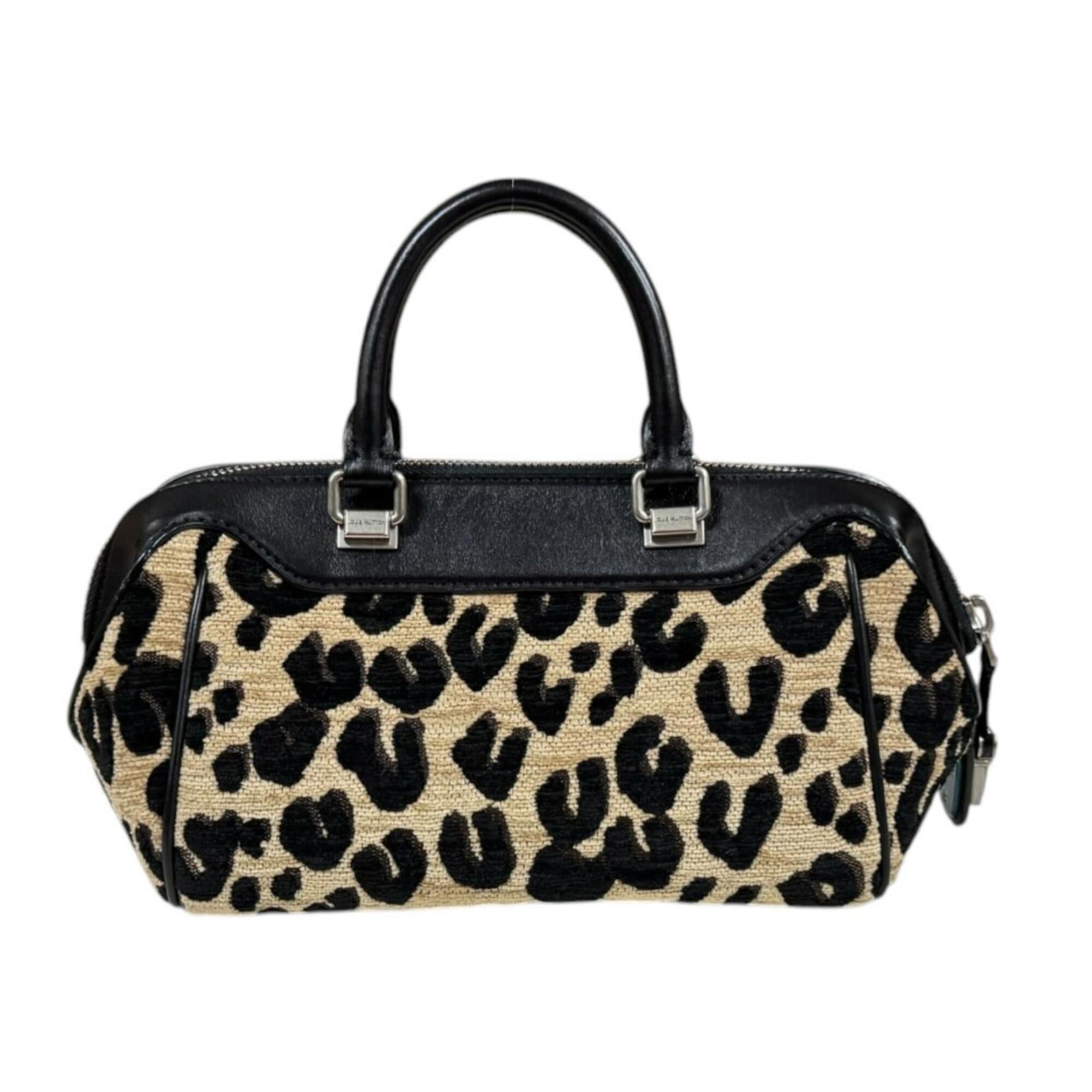 Louis Vuitton Beige Black Leather Jacquard Canvas Handbag (Pre-Owned)