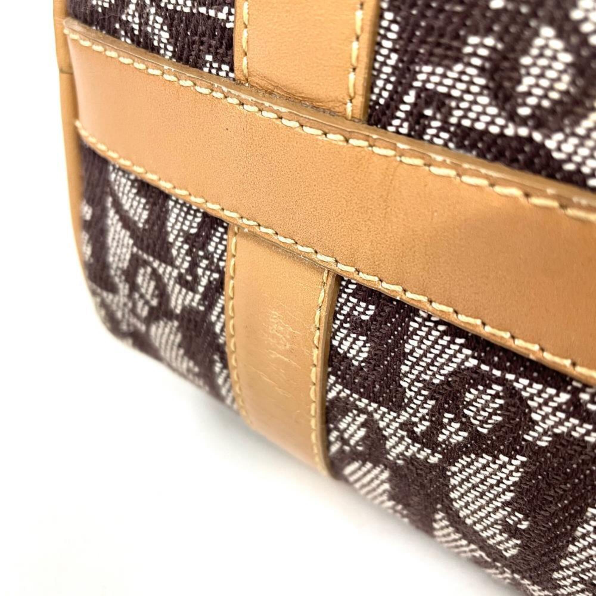Christian Dior Trotter Brown Canvas Handbag (Pre-Owned)