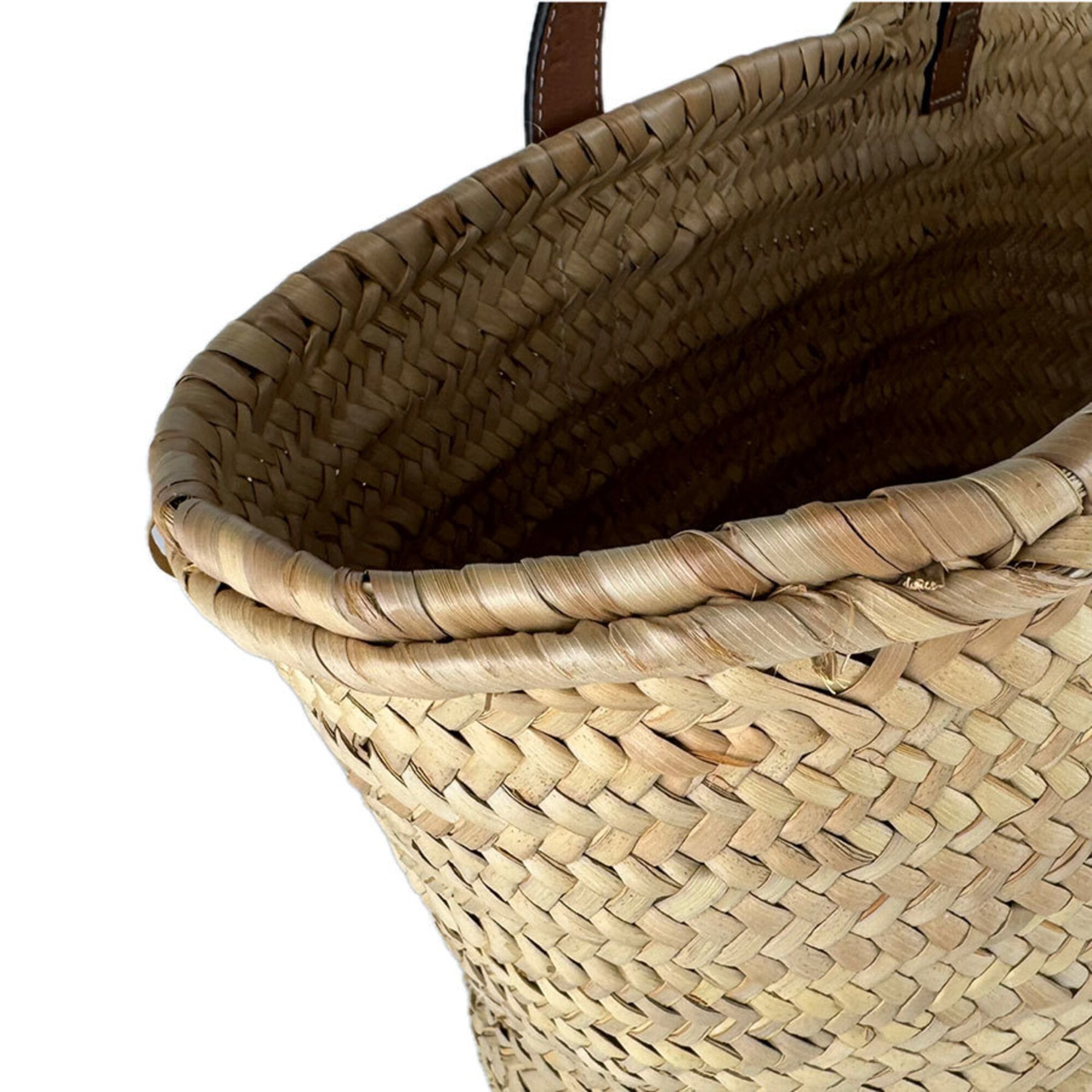 Loewe Brown Raffia Leather Basket Handbag (Pre-Owned)