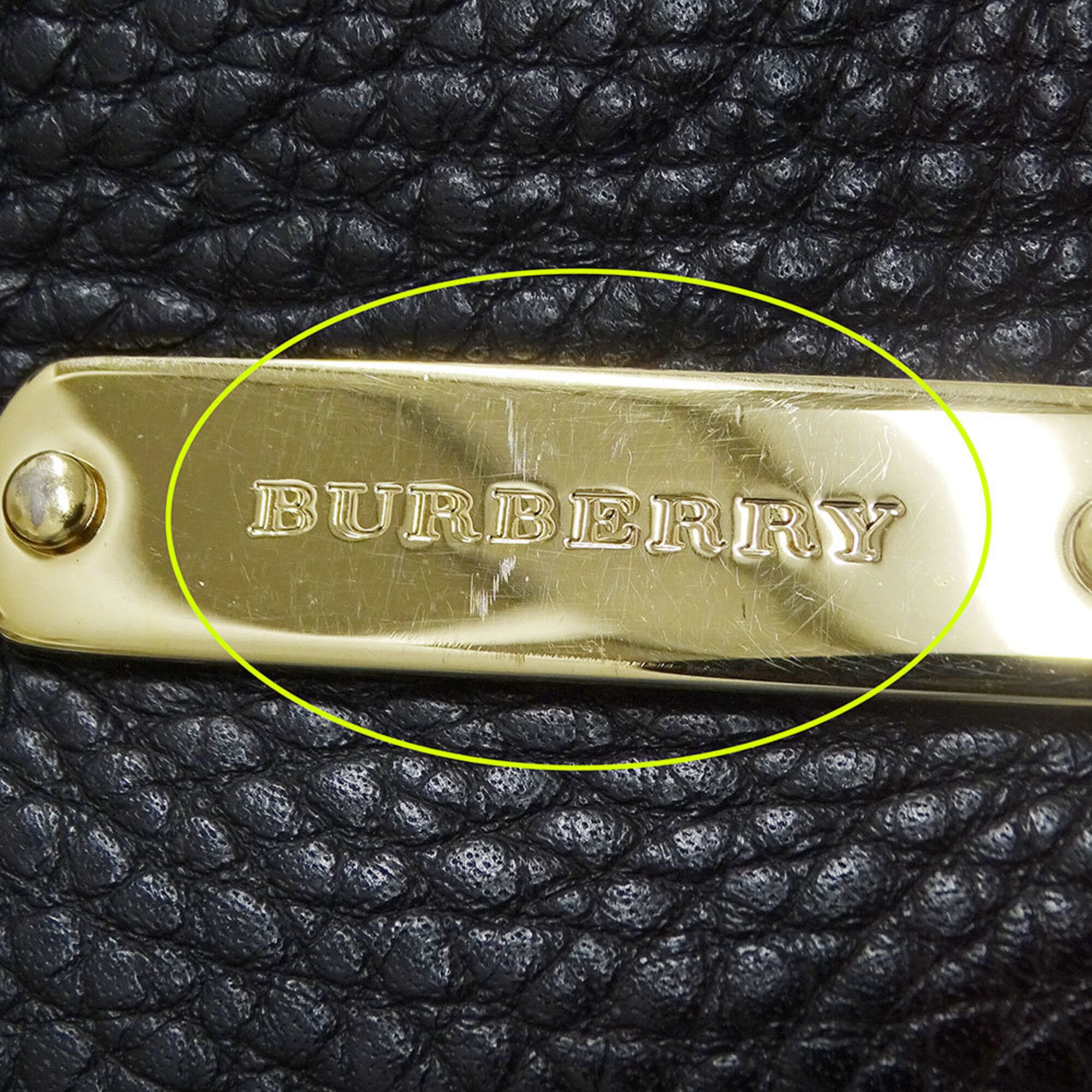 Burberry Black Leather Handbag Tote Bag (Pre-Owned)