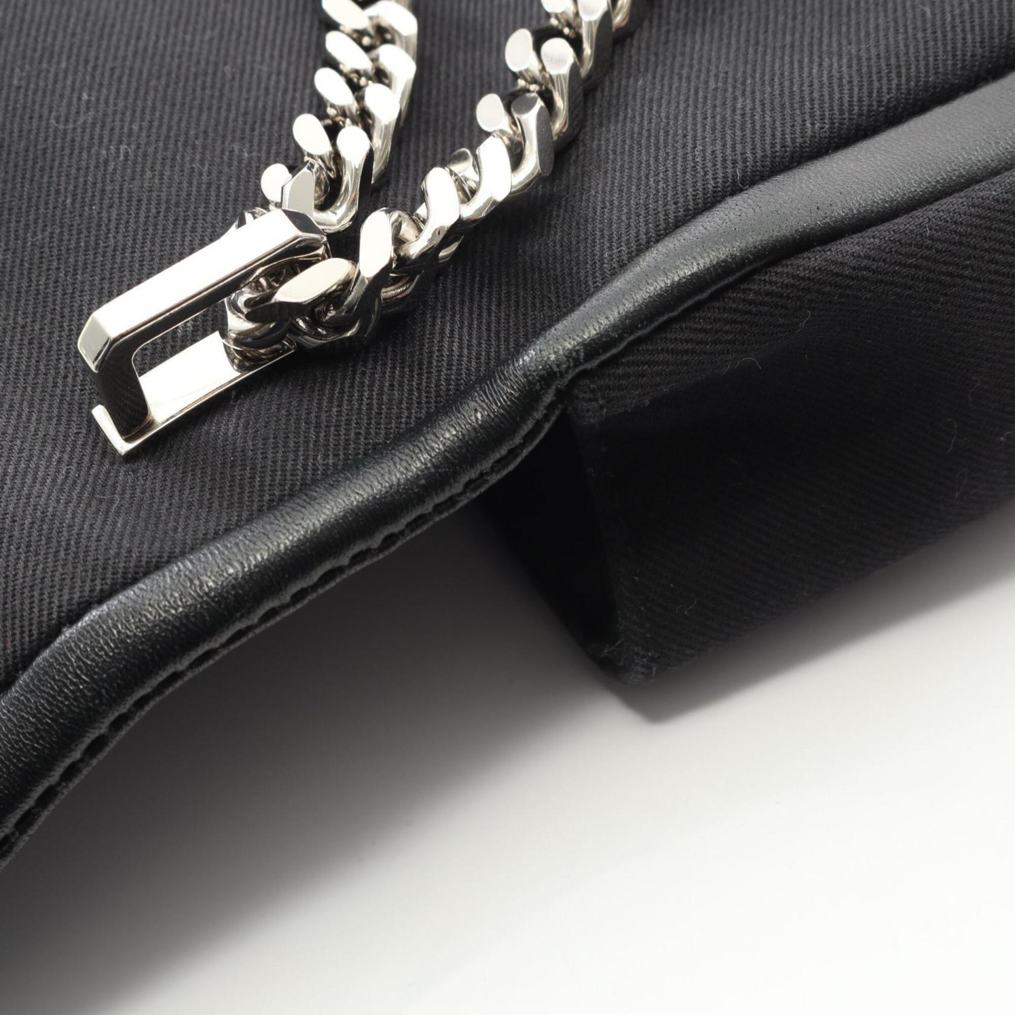 Burberry Black Canvas Leather Handbag Shoulder Bag (Pre-Owned)