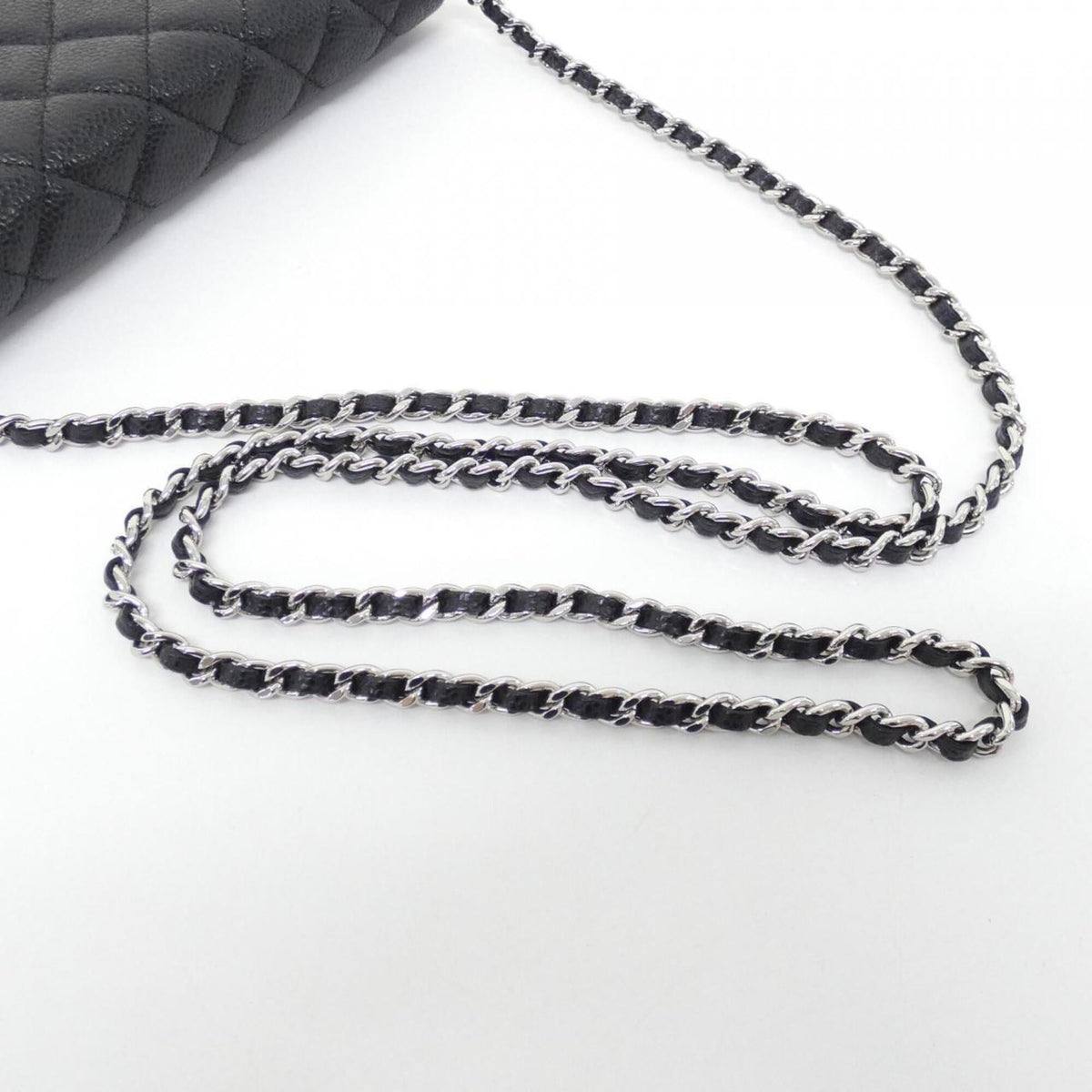 Chanel Black Grained Calfskin Chain/Shoulder Wallet (Pre-Owned)