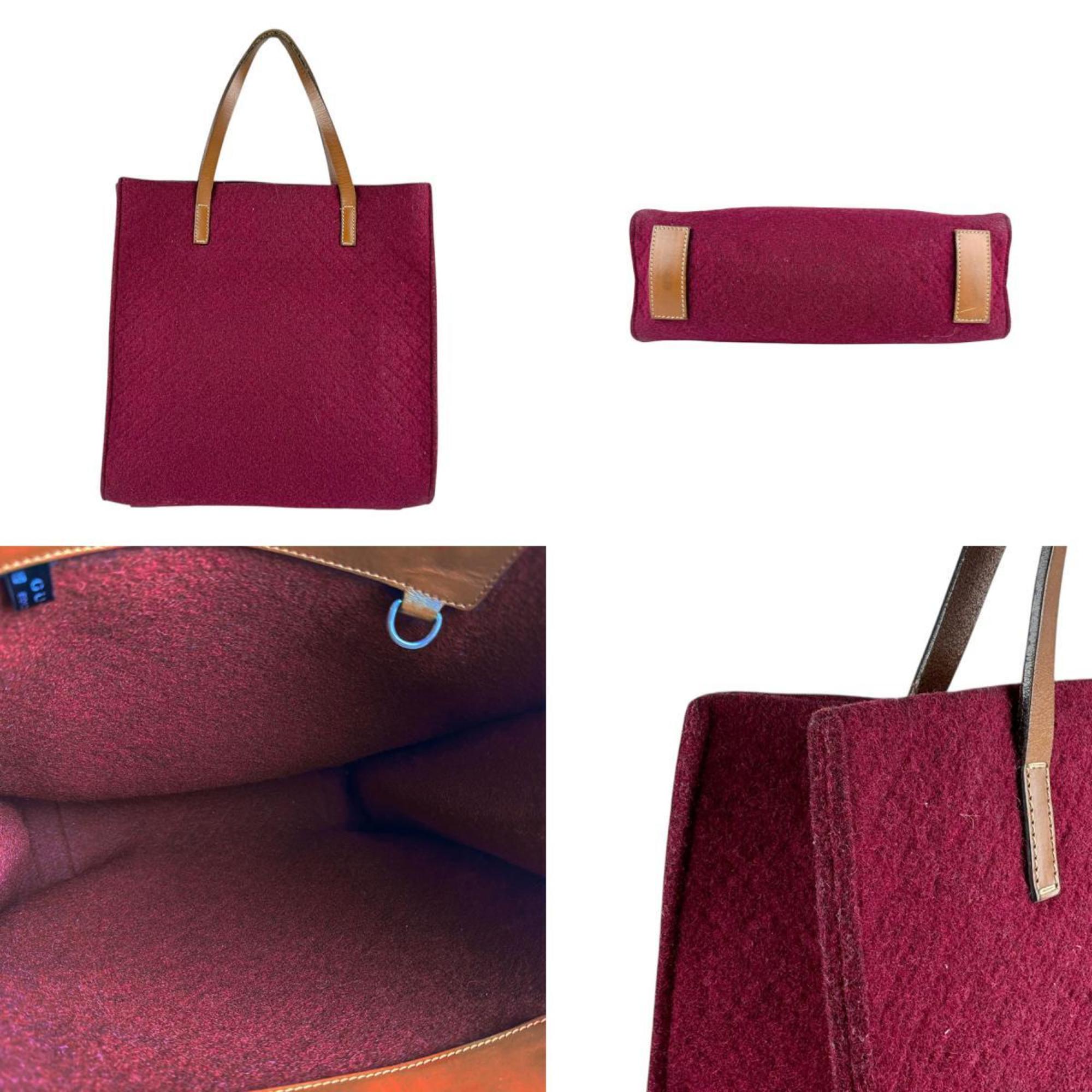 Gucci Bordeaux Brown Felt Leather Handbag (Pre-Owned)