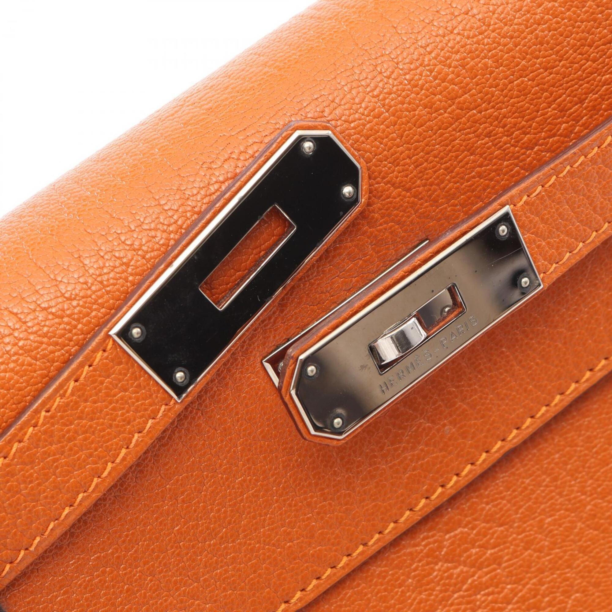 Hermes Orange Chevre Leather Handbag (Pre-Owned)