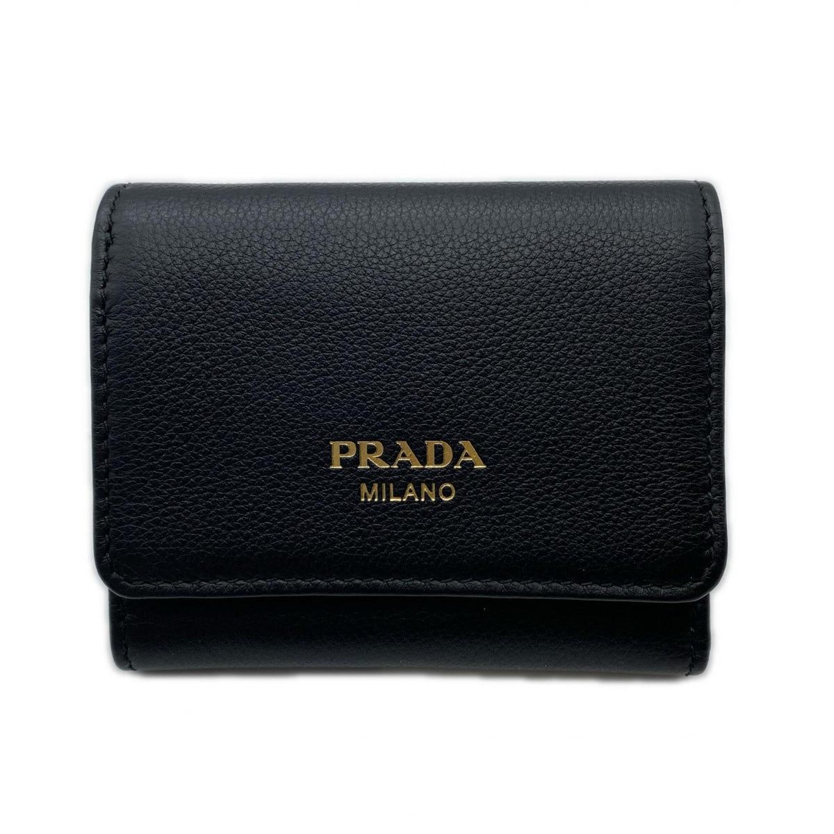 Prada Black Leather Wallet (Tri-Fold) (Pre-Owned)
