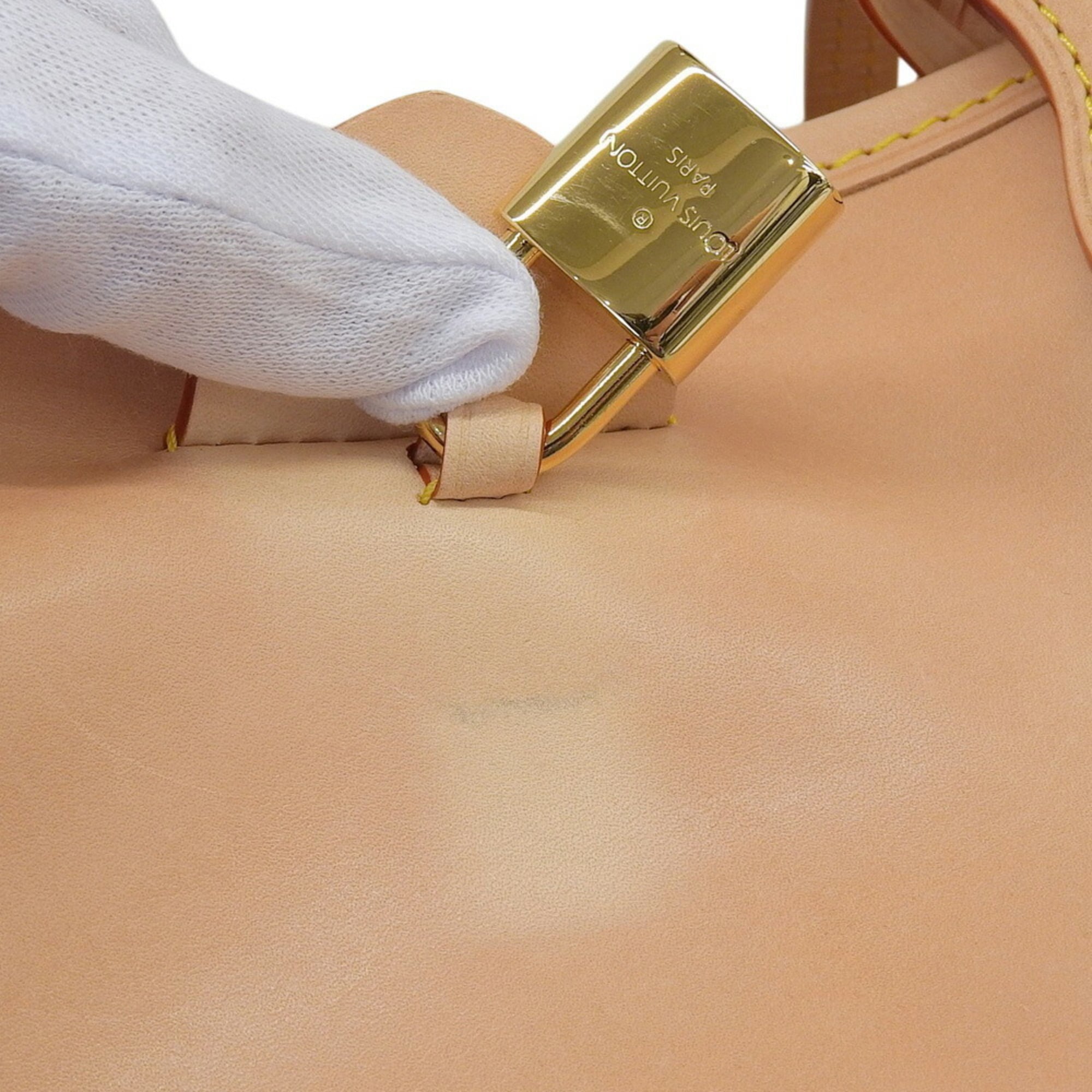 Louis Vuitton Beige Leather Canvas Tote Bag (Pre-Owned)