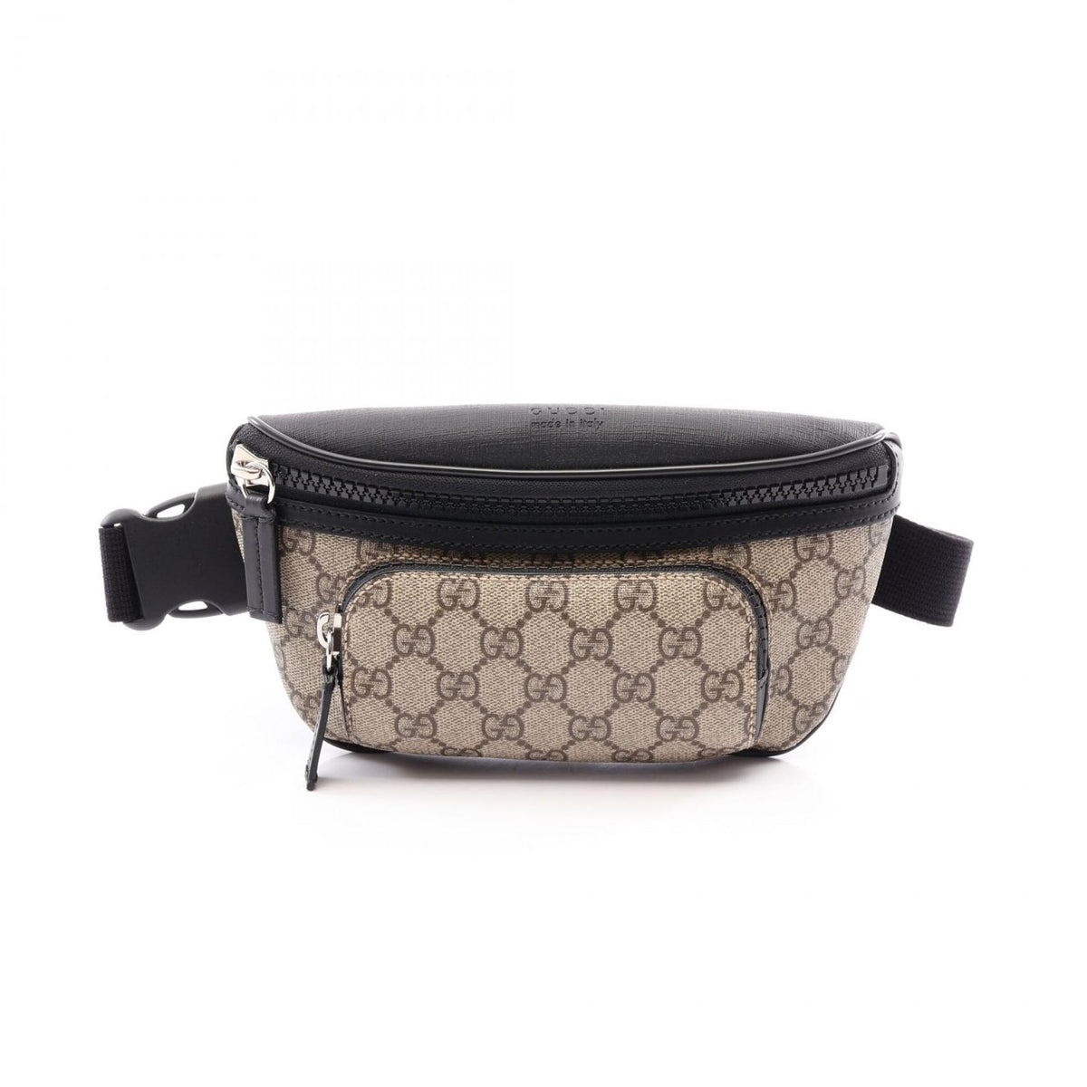 Gucci Beige Black Pvc Leather Fanny Pack Handbag (Pre-Owned)