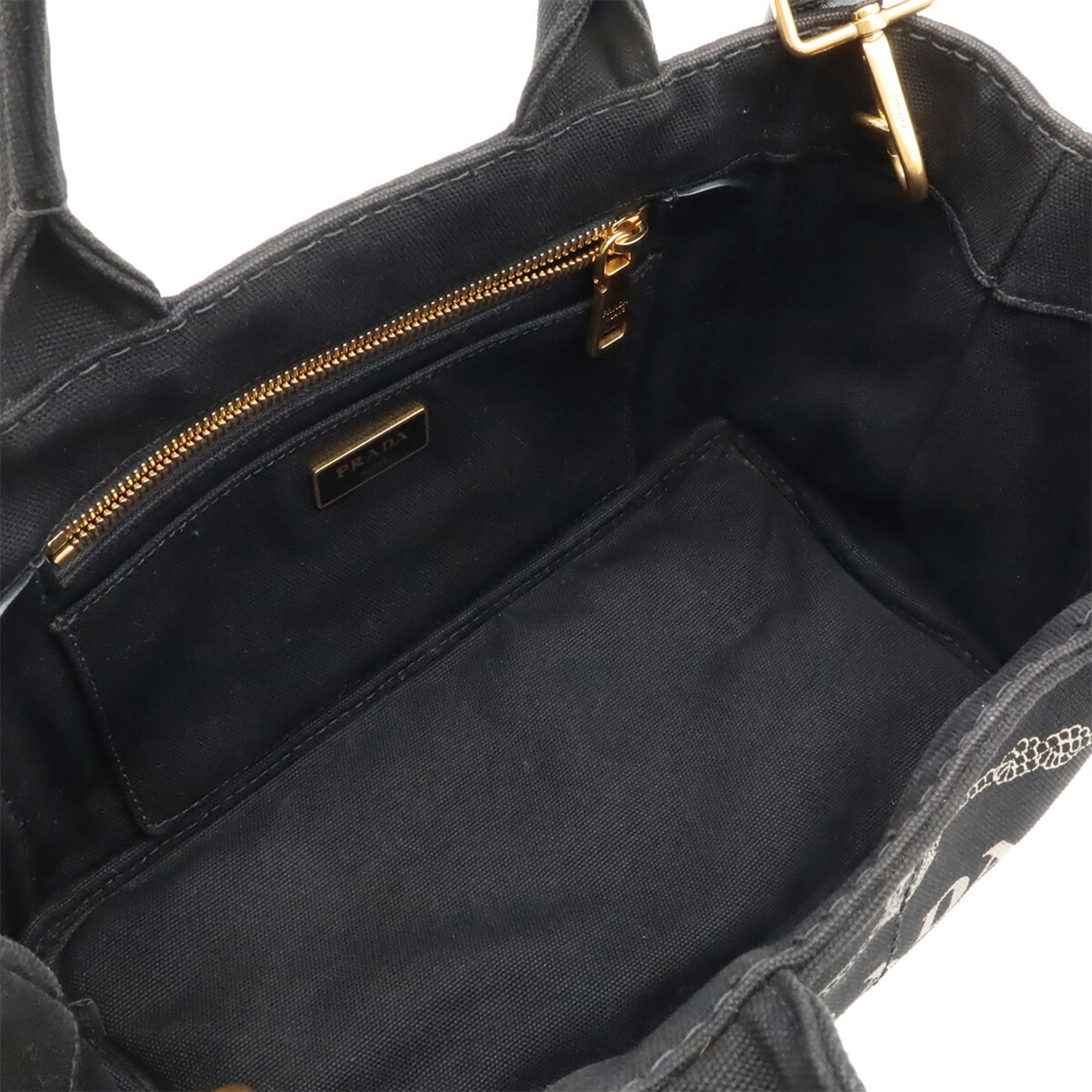 Prada Black Nero Canvas Handbag Shoulder Bag Tote Bag (Pre-Owned)