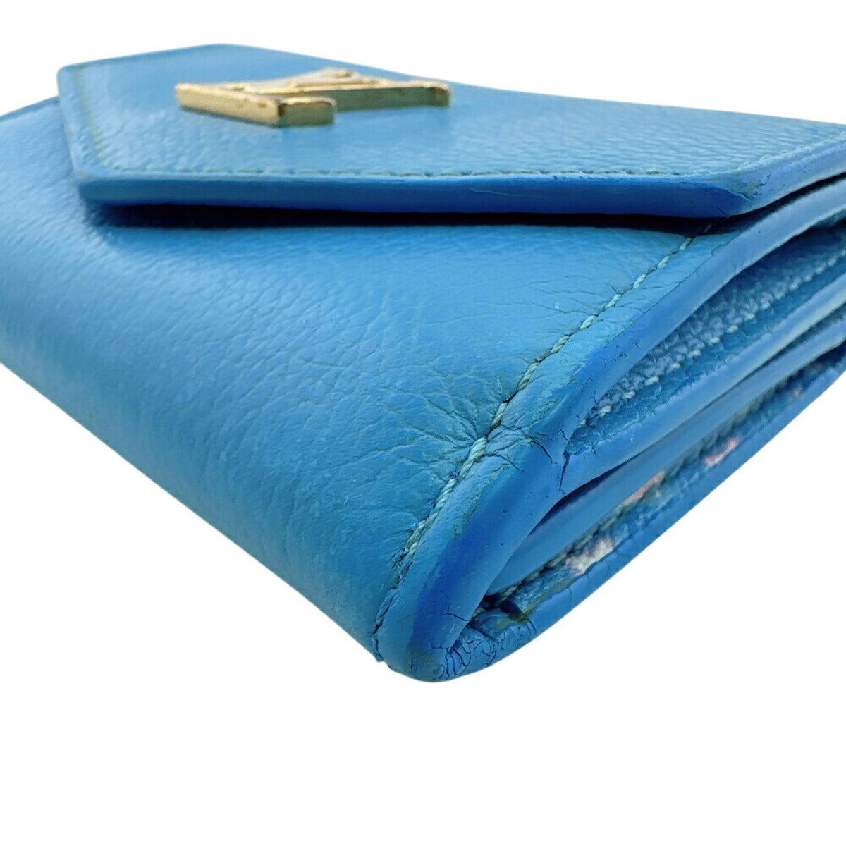 Louis Vuitton Blue Leather Wallet (Tri-Fold) (Pre-Owned)