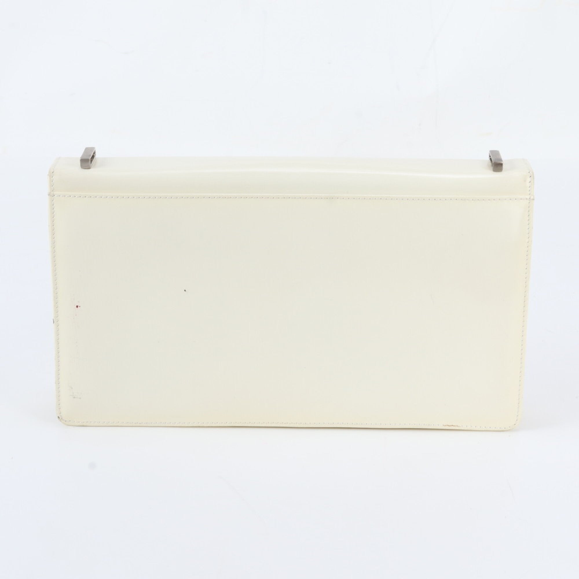 Salvatore Ferragamo Ivory Leather Clutch Bag Pouch (Pre-Owned)