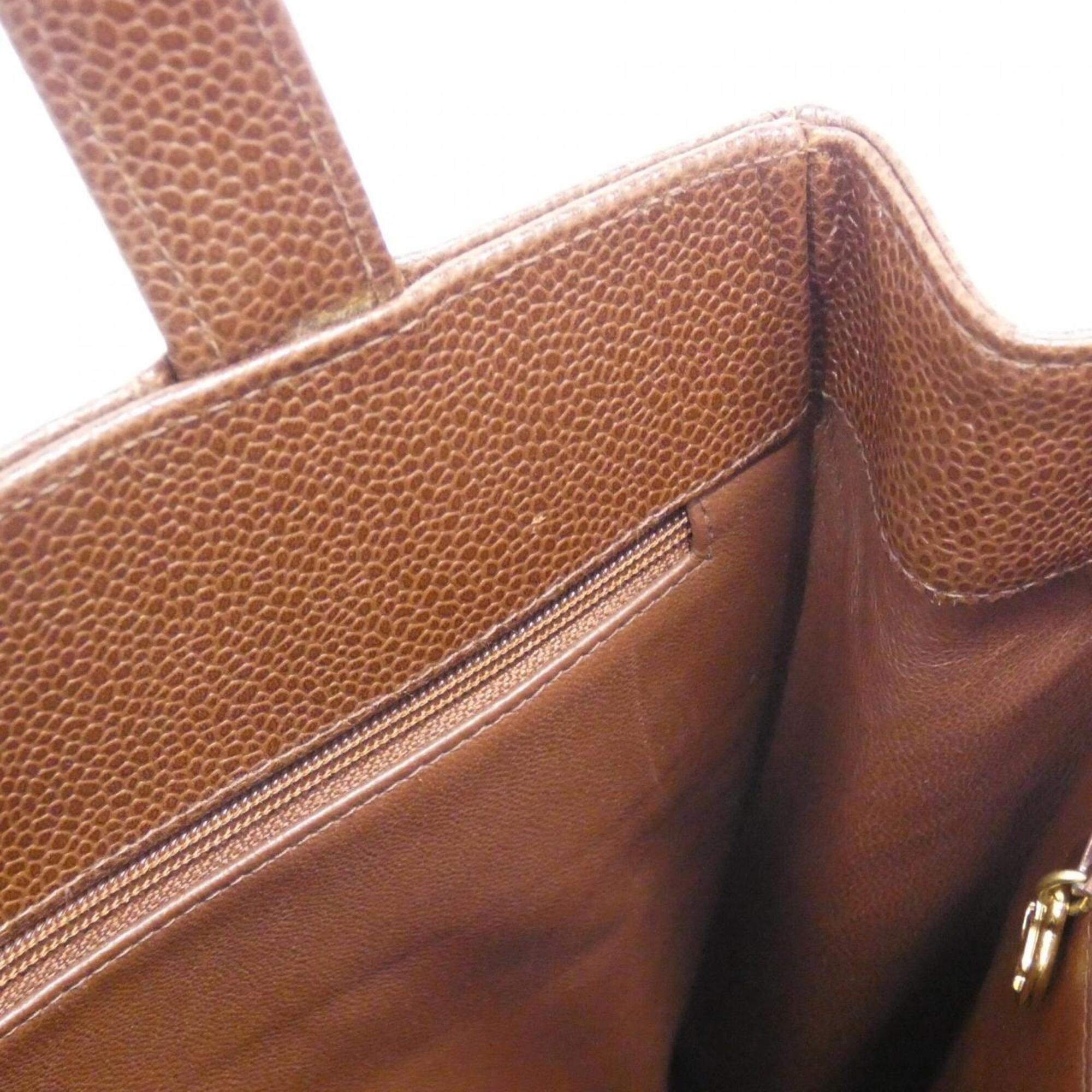Chanel Brown Grained Calfskin Handbag (Pre-Owned)