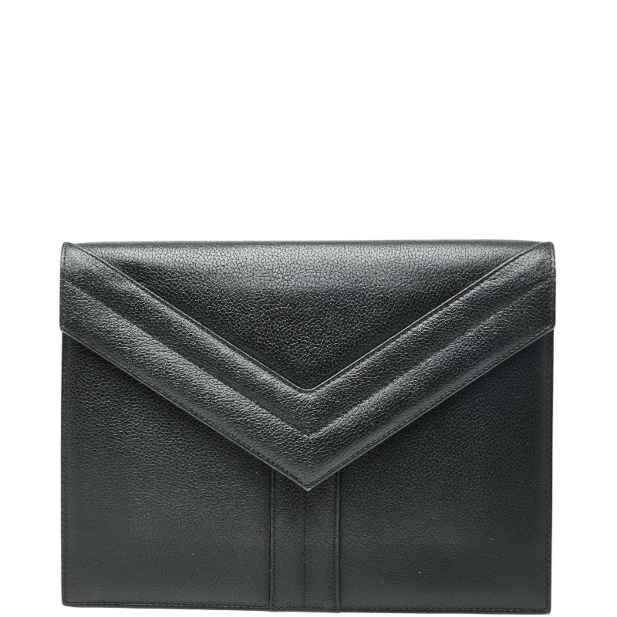 Saint Laurent Black Leather Clutch Bag (Pre-Owned)