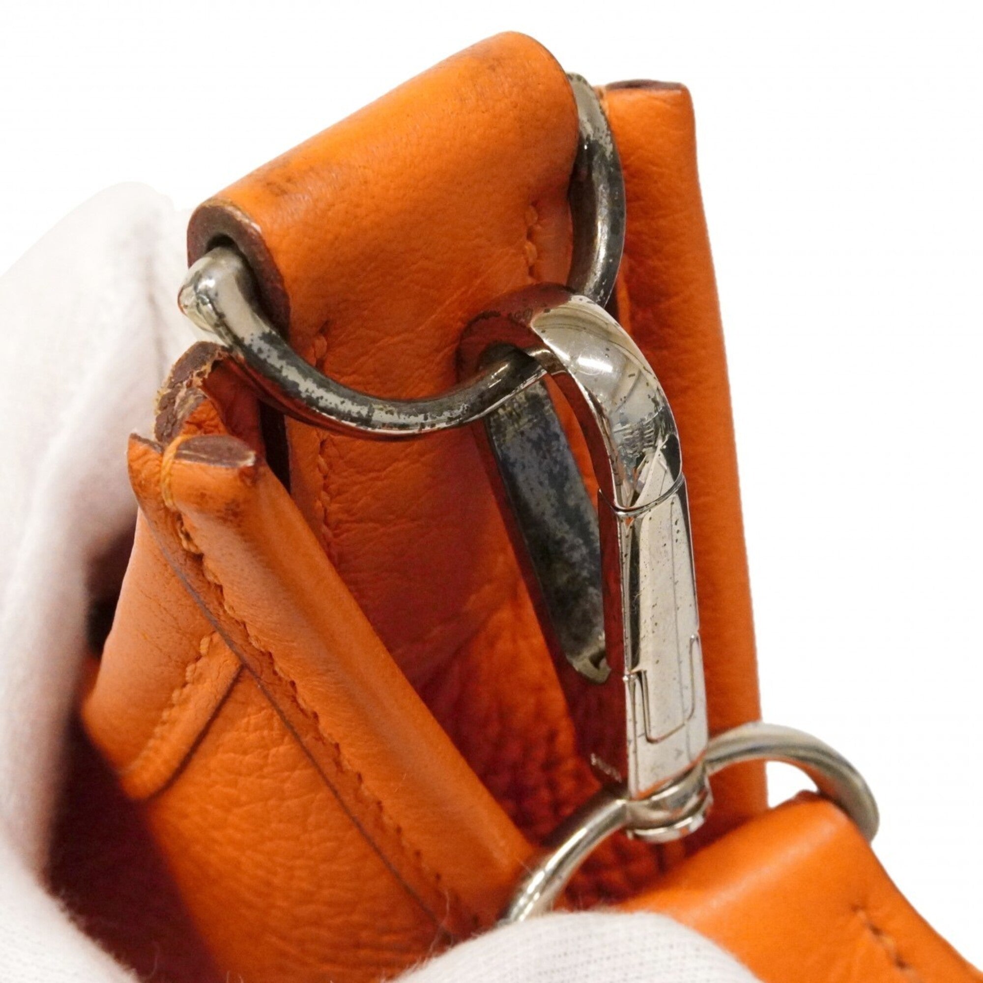 Hermes Silver Taurillon Clemence Leather Shoulder Bag (Pre-Owned)