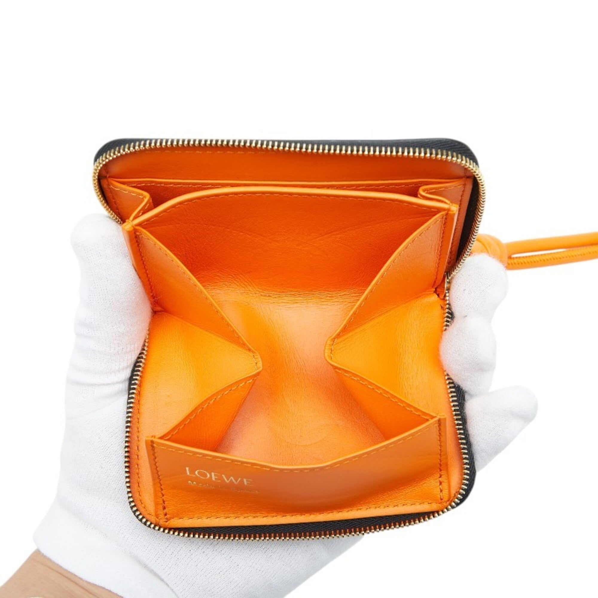 Loewe Black Orange Leather Coin Purse/Coin Case (Pre-Owned)