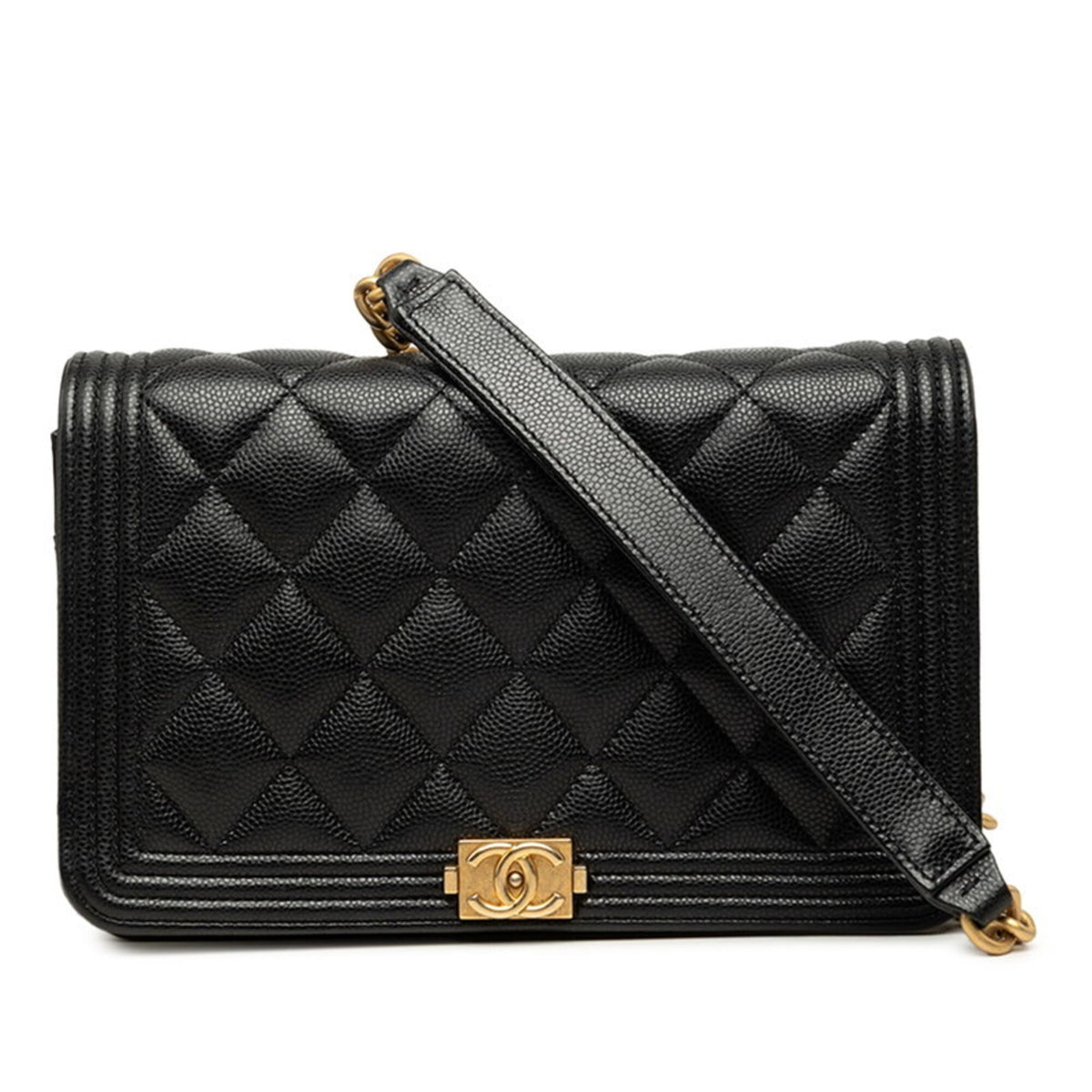 Chanel Black Grained Calfskin Shoulder Bag (Pre-Owned)