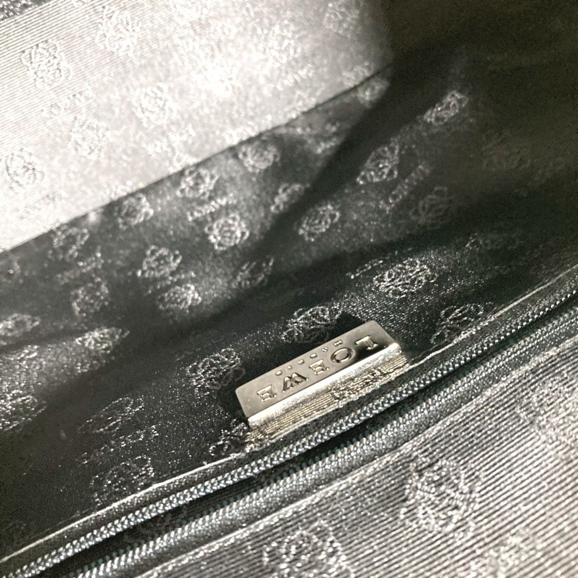 Loewe Black Leather Canvas Handbag Tote Bag (Pre-Owned)