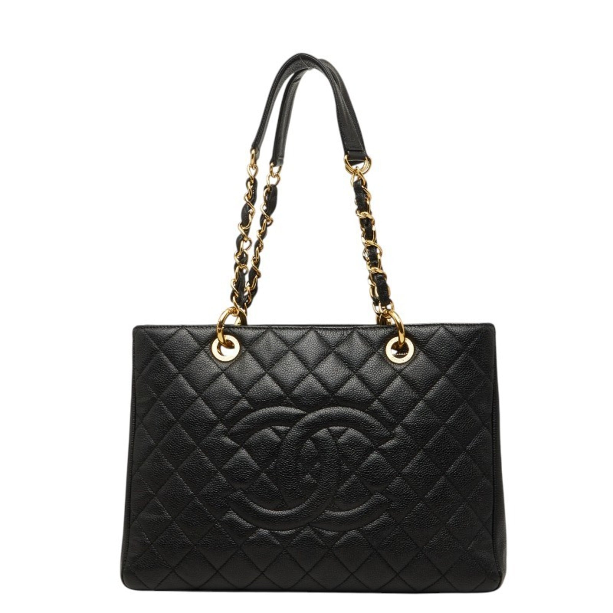 Chanel Black Grained Calfskin Shoulder Bag Tote Bag (Pre-Owned)
