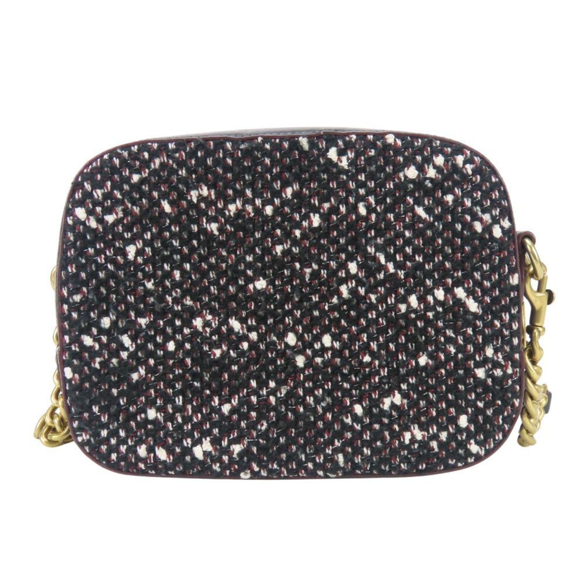 Coach Black Bordeaux Leather Tweed Shoulder Bag (Pre-Owned)