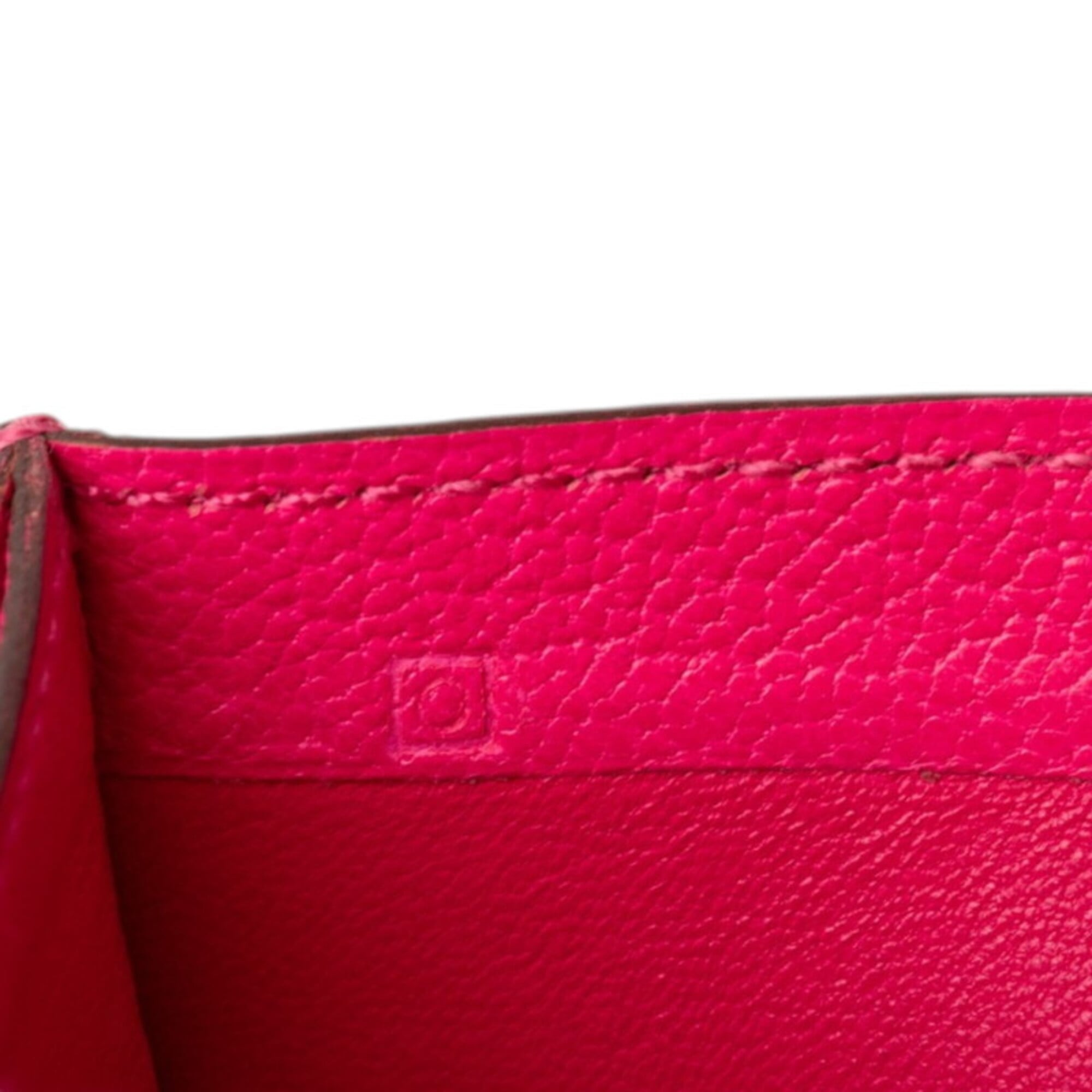 Hermes Pink Rose Shocking Chevre Leather Wallet (Tri-Fold) (Pre-Owned)
