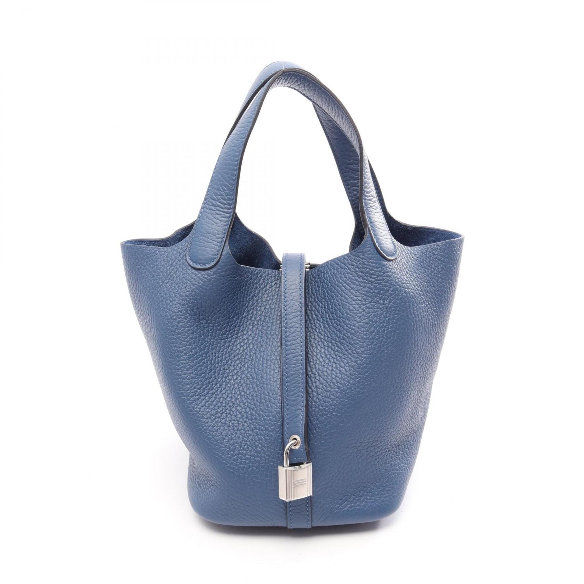 Hermes Blue Taurillon Clemence Leather Handbag (Pre-Owned)