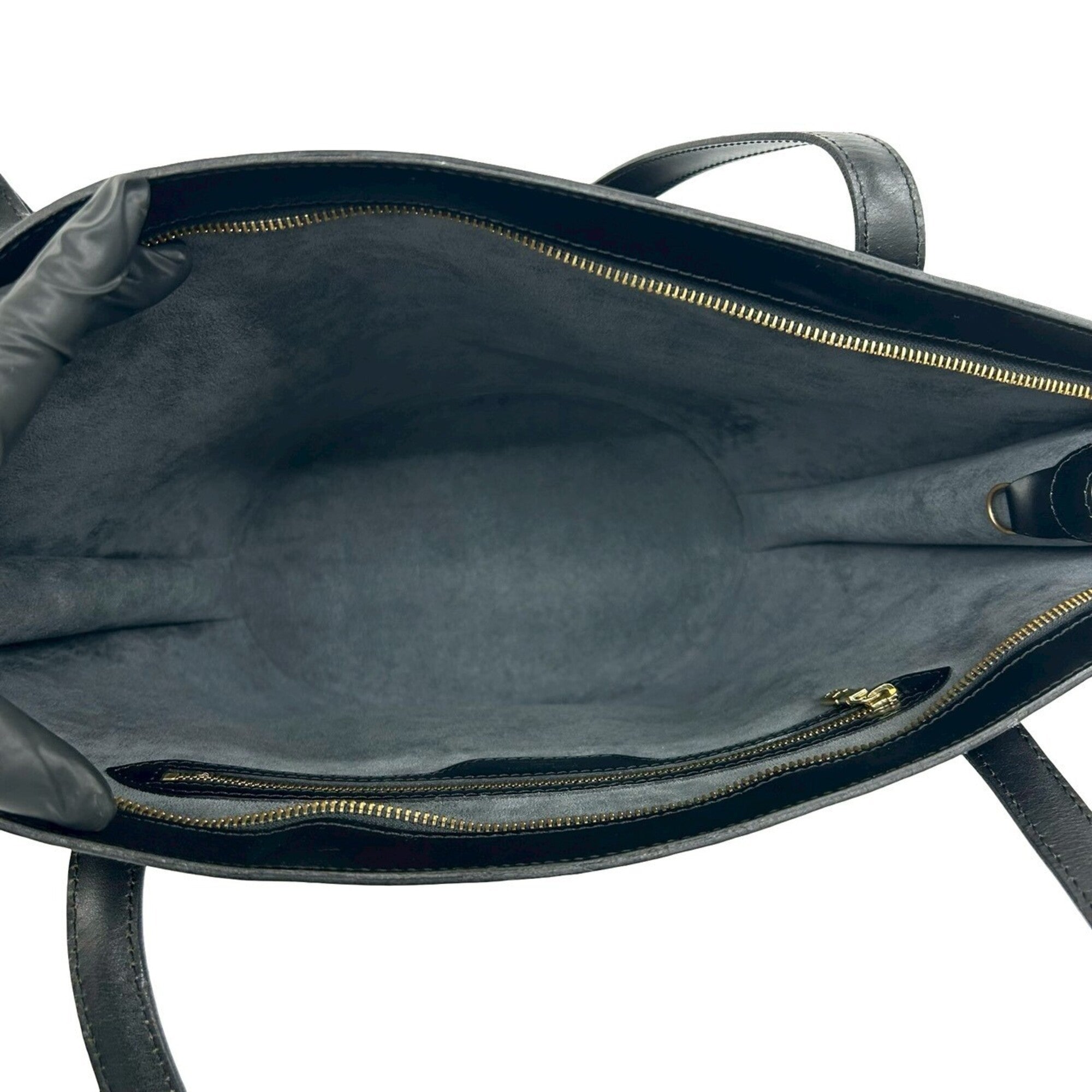 Louis Vuitton Black Leather Shoulder Bag Tote Bag (Pre-Owned)