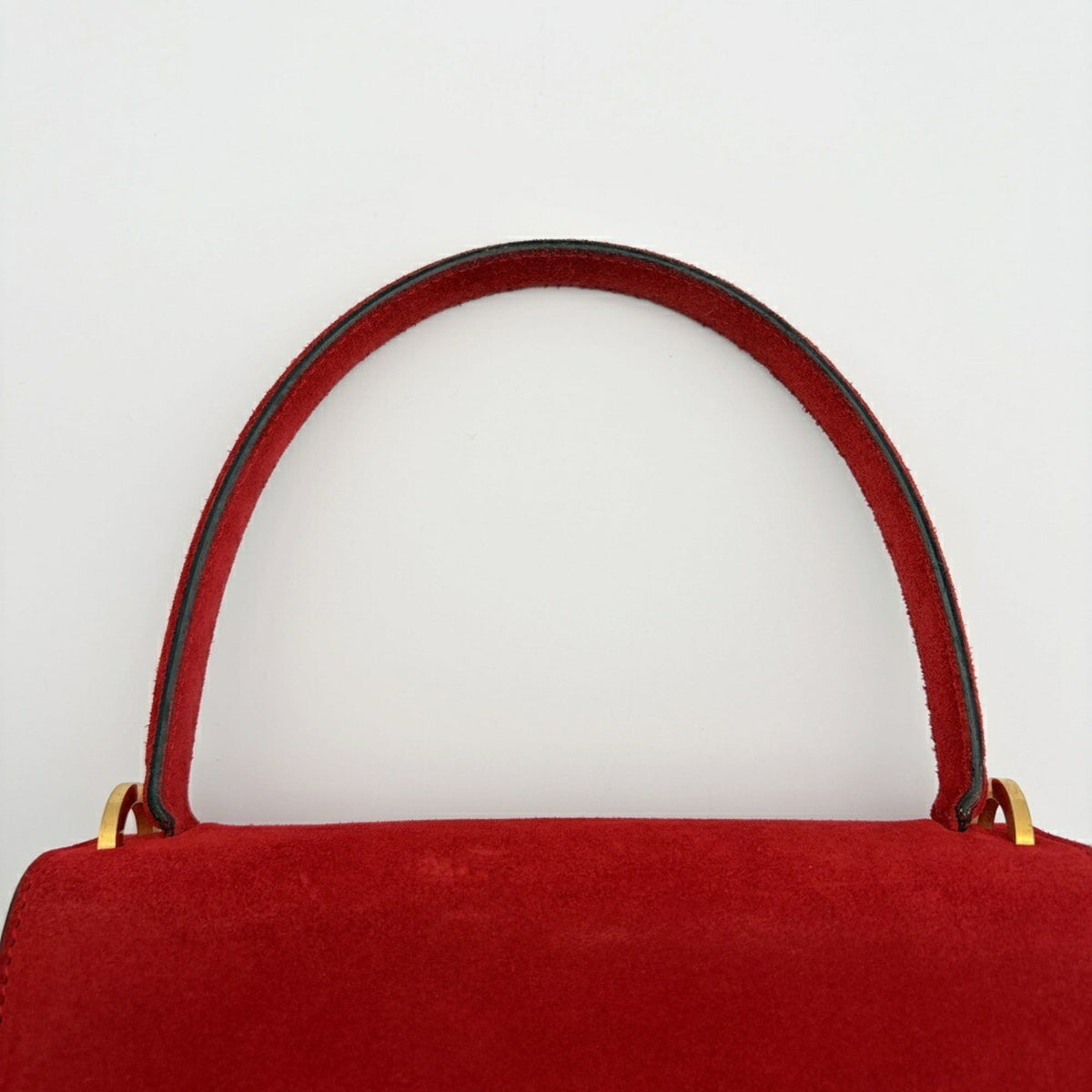 Celine Red Color Suede Leather Handbag (Pre-Owned)