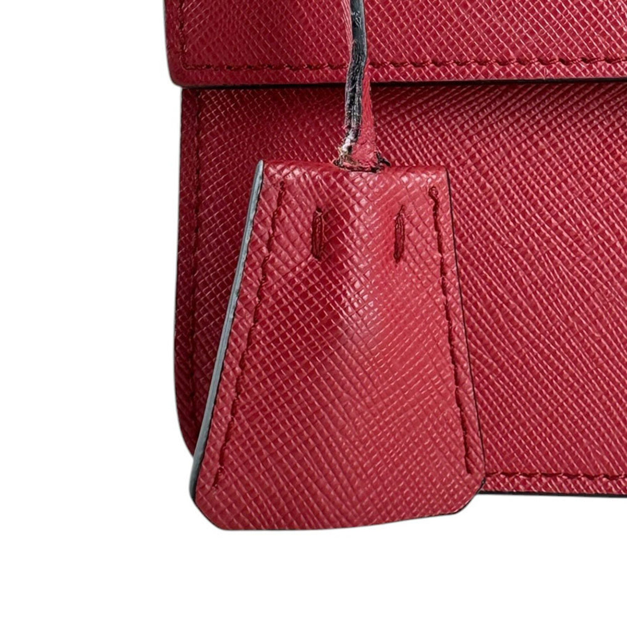 Prada Red Color Leather Shoulder Bag (Pre-Owned)