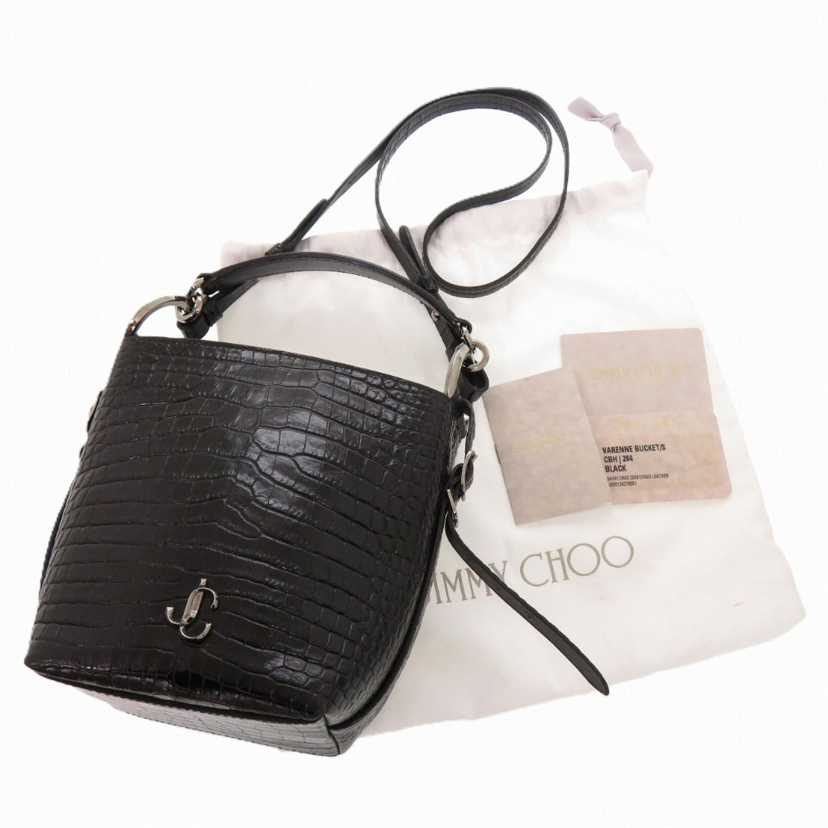 Jimmy Choo Black Leather Metal Handbag Shoulder Bag (Pre-Owned)