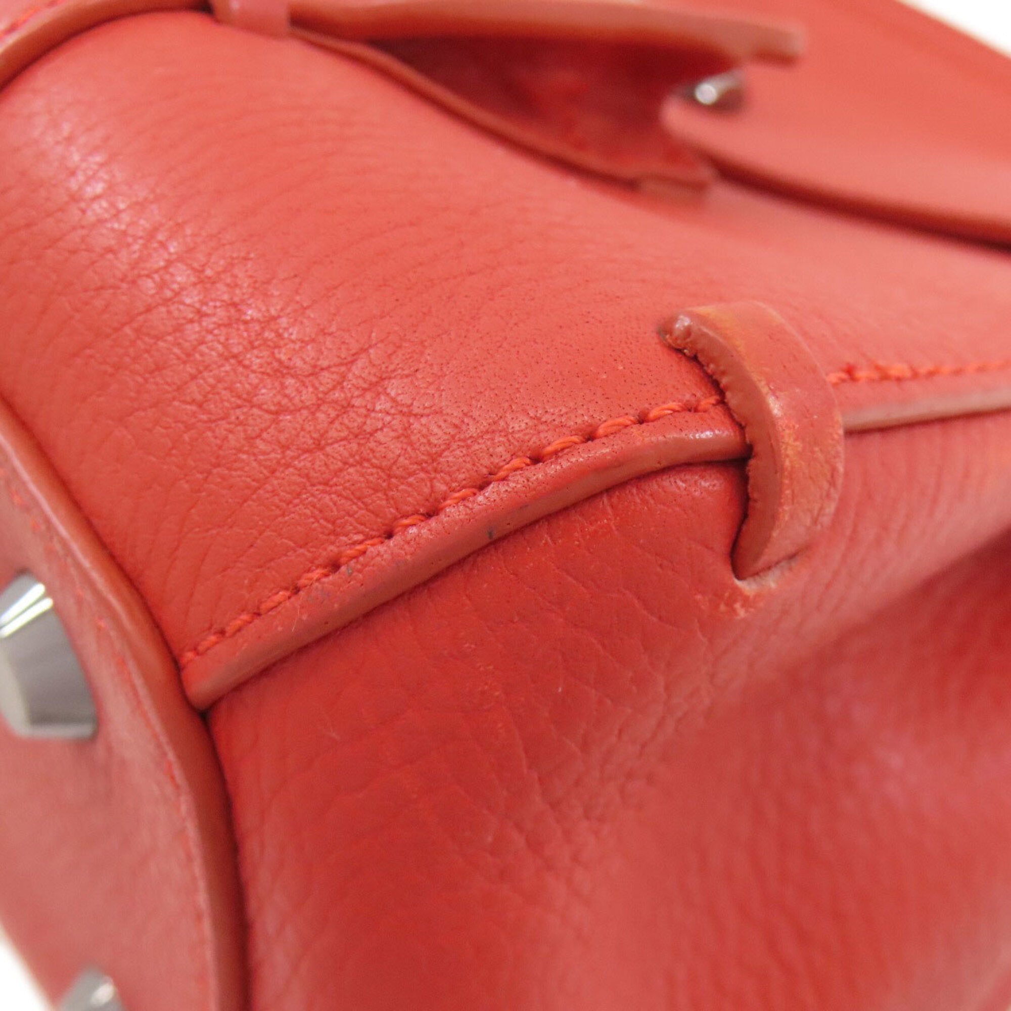 Longchamp Red Color Leather Handbag (Pre-Owned)