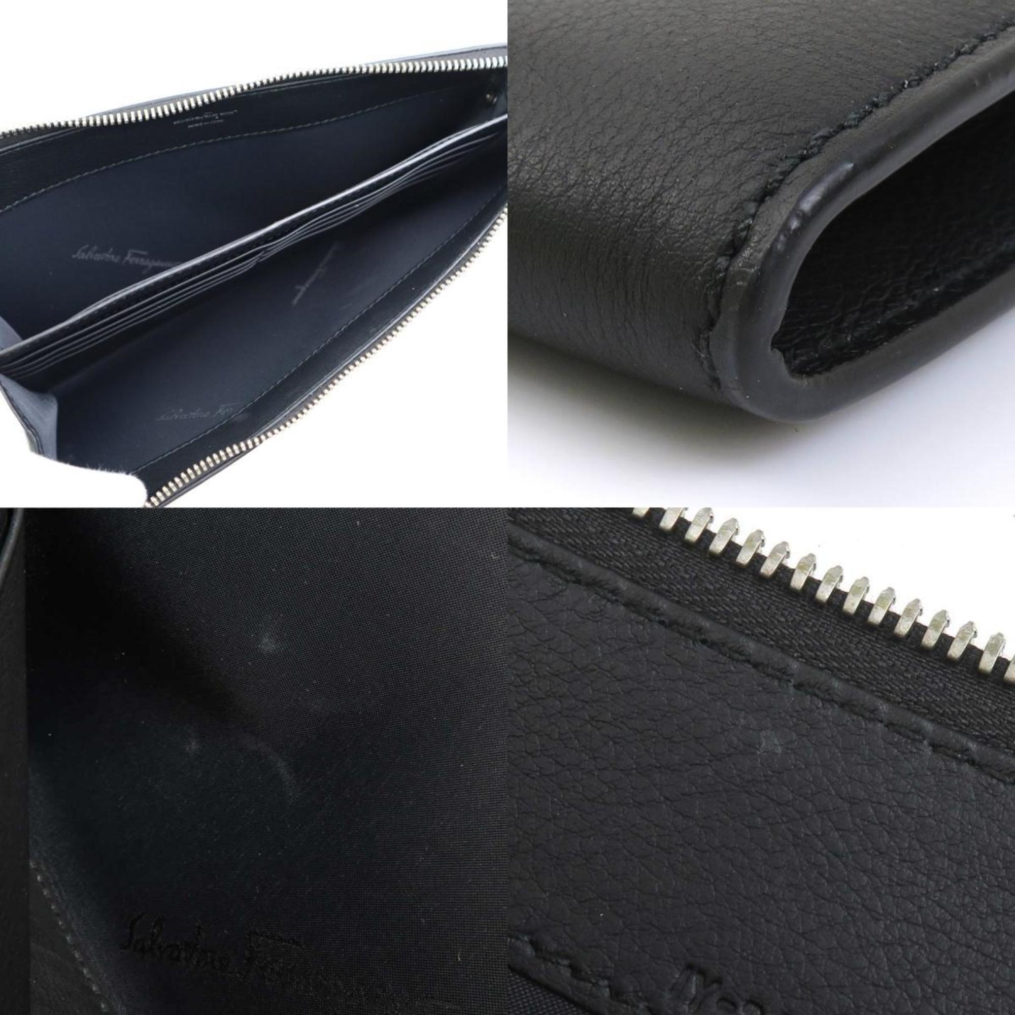 Salvatore Ferragamo Black Leather Clutch Bag (Pre-Owned)