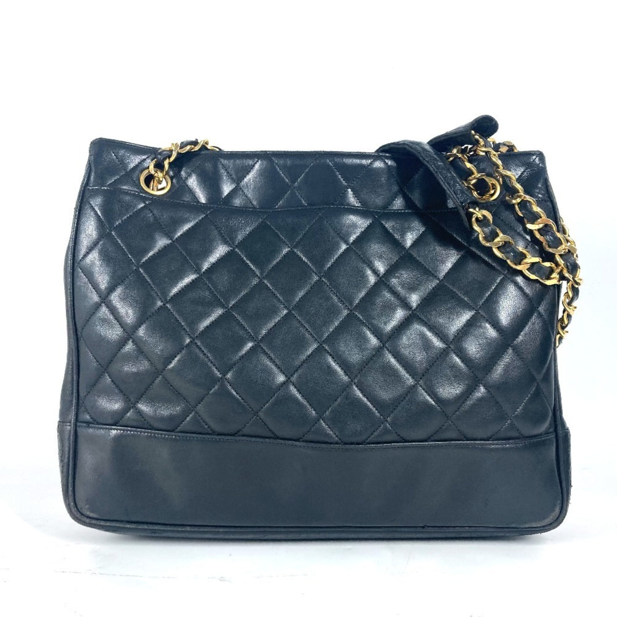 Chanel Black Gold Leather Shoulder Bag Tote Bag (Pre-Owned)