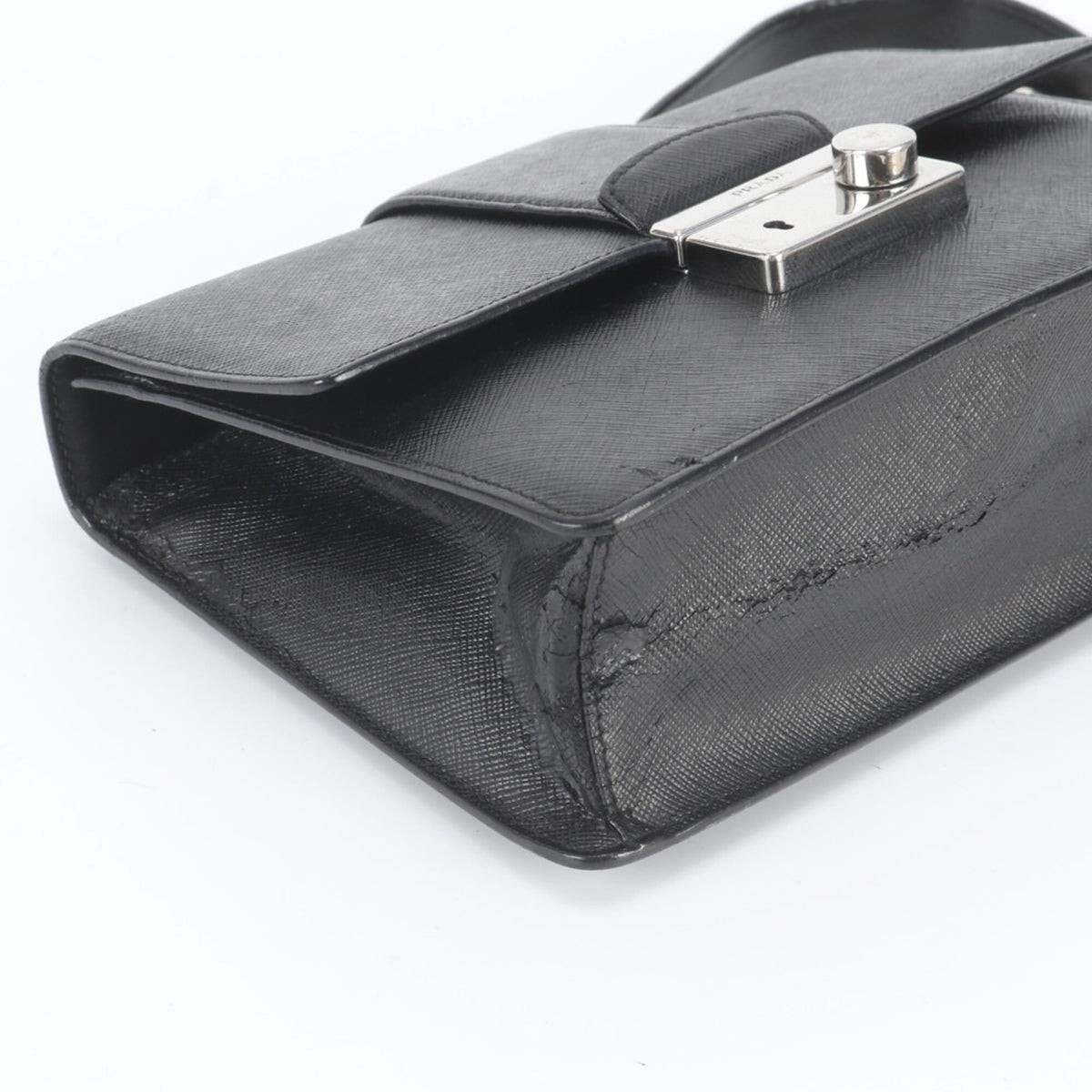 Prada Black Leather Handbag Shoulder Bag Tote Bag (Pre-Owned)