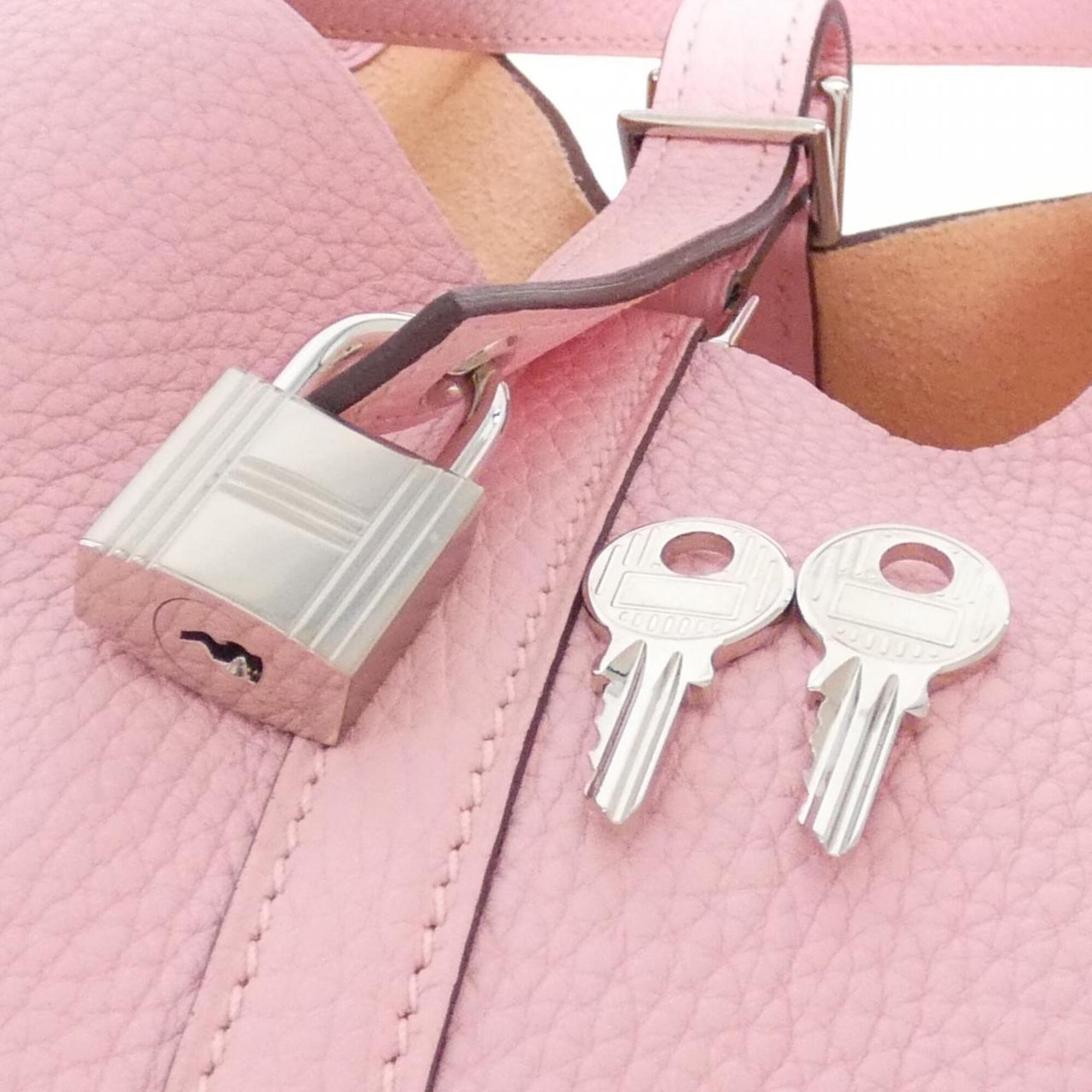 Hermes Rose Sakura Taurillon Clemence Leather Handbag (Pre-Owned)