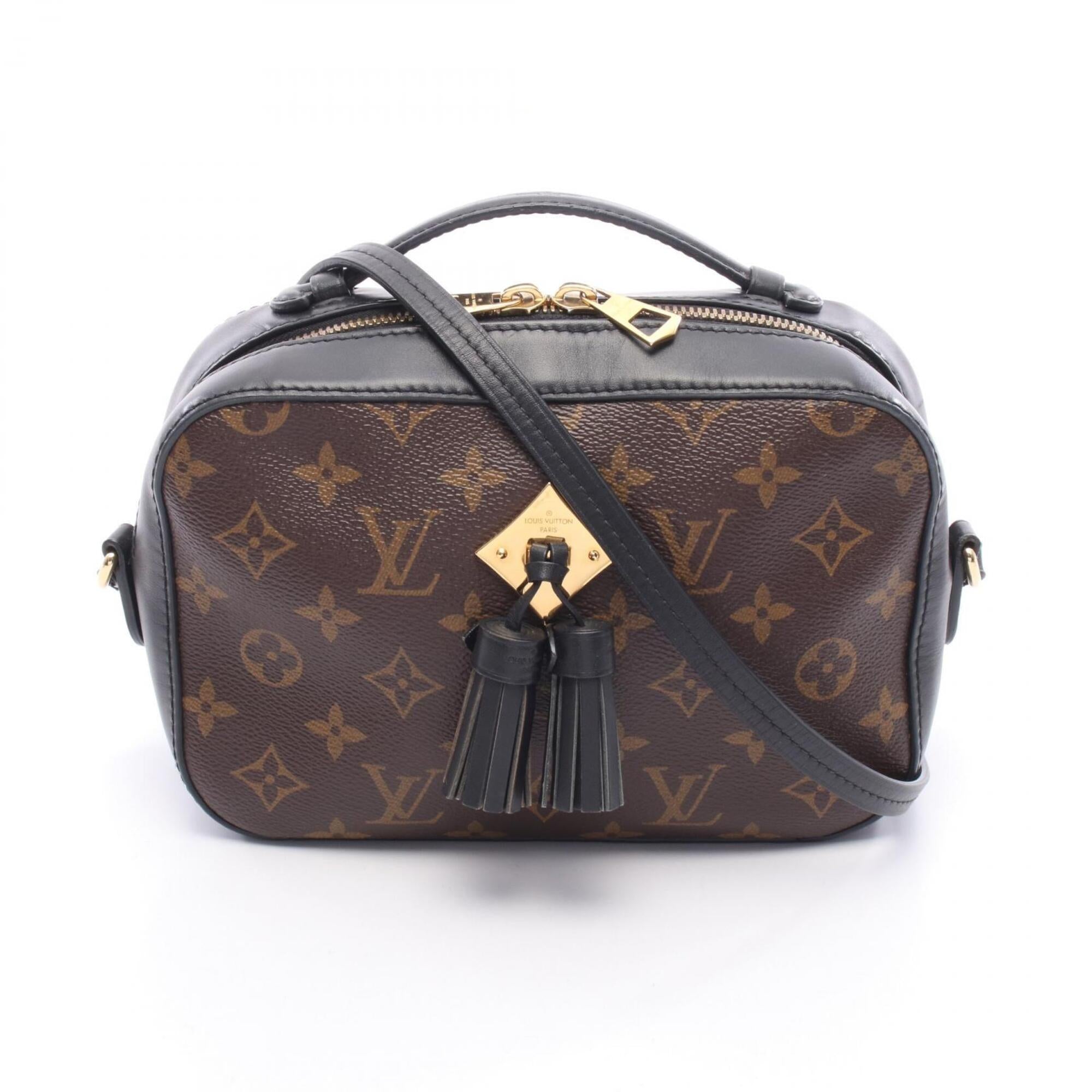 Louis Vuitton Black Brown Monogram Coated Canvas Leather Handbag Shoulder Bag (Pre-Owned)