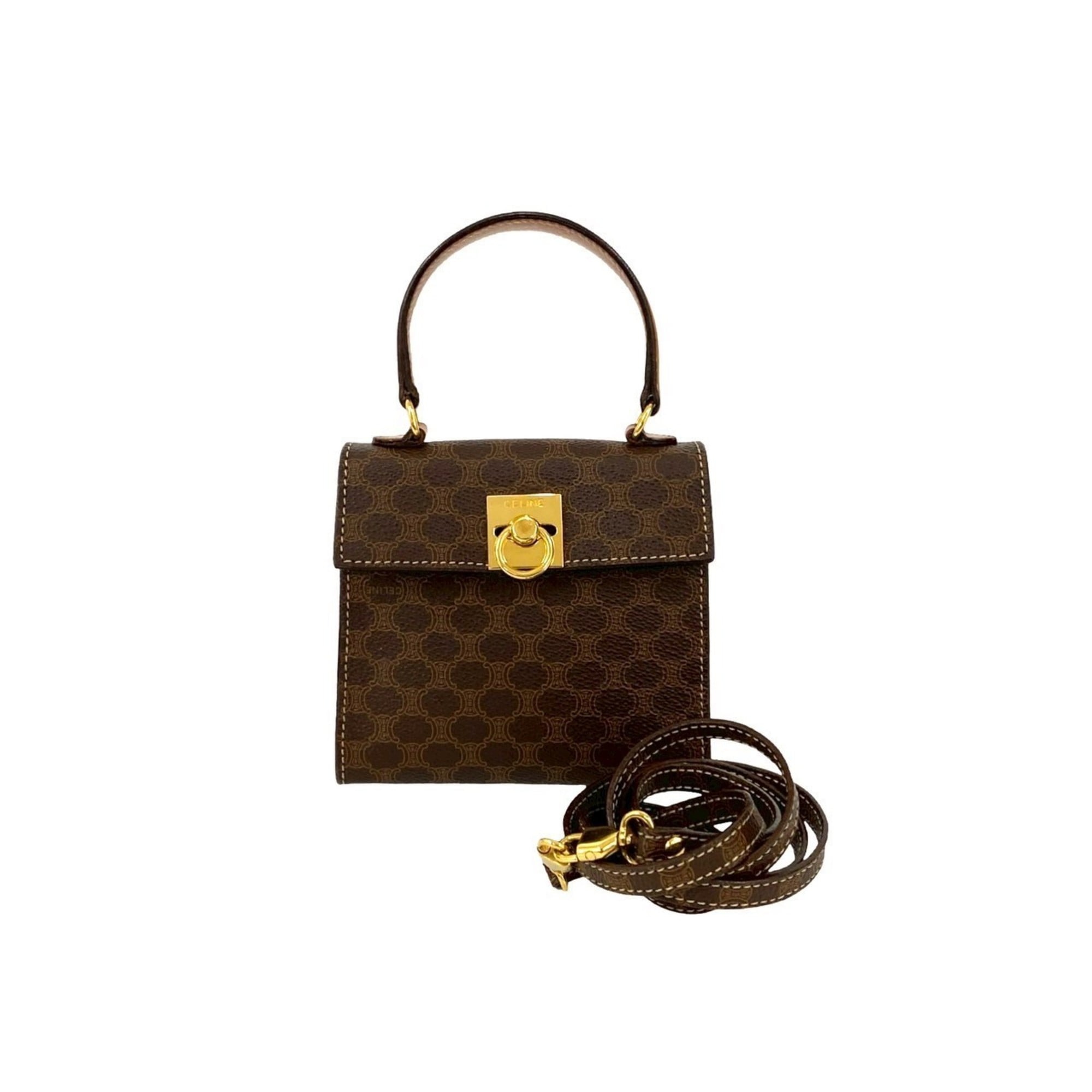 Celine Brown Leather Pvc Handbag Shoulder Bag (Pre-Owned)