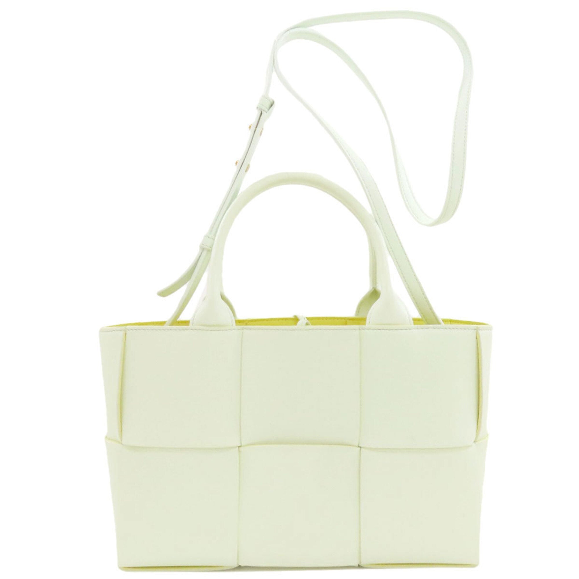 Bottega Veneta Green White Leather Handbag Pouch (Pre-Owned)